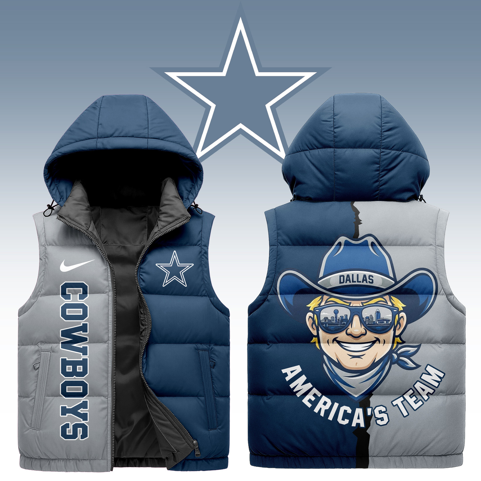 Dallas Cowboys | Premium NFL Mascot Puffer Vest NY