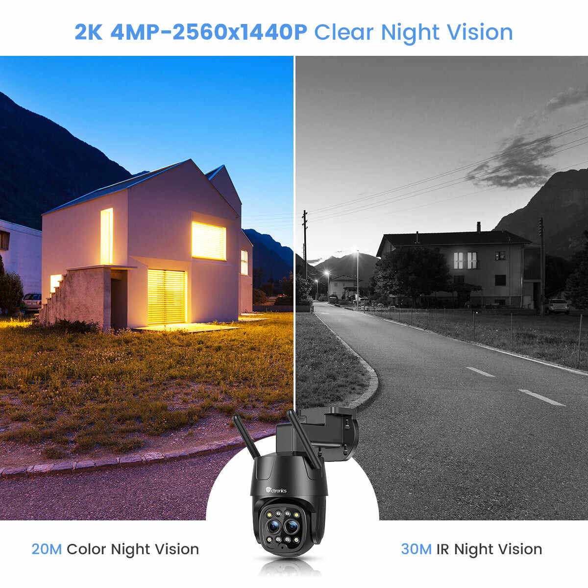 【2nd item $29.99】Smart 2K 4MP Indoor/Outdoor Camera Dual Lens and 6X Hybrid Zoom & 5G/2.4GHz wifi