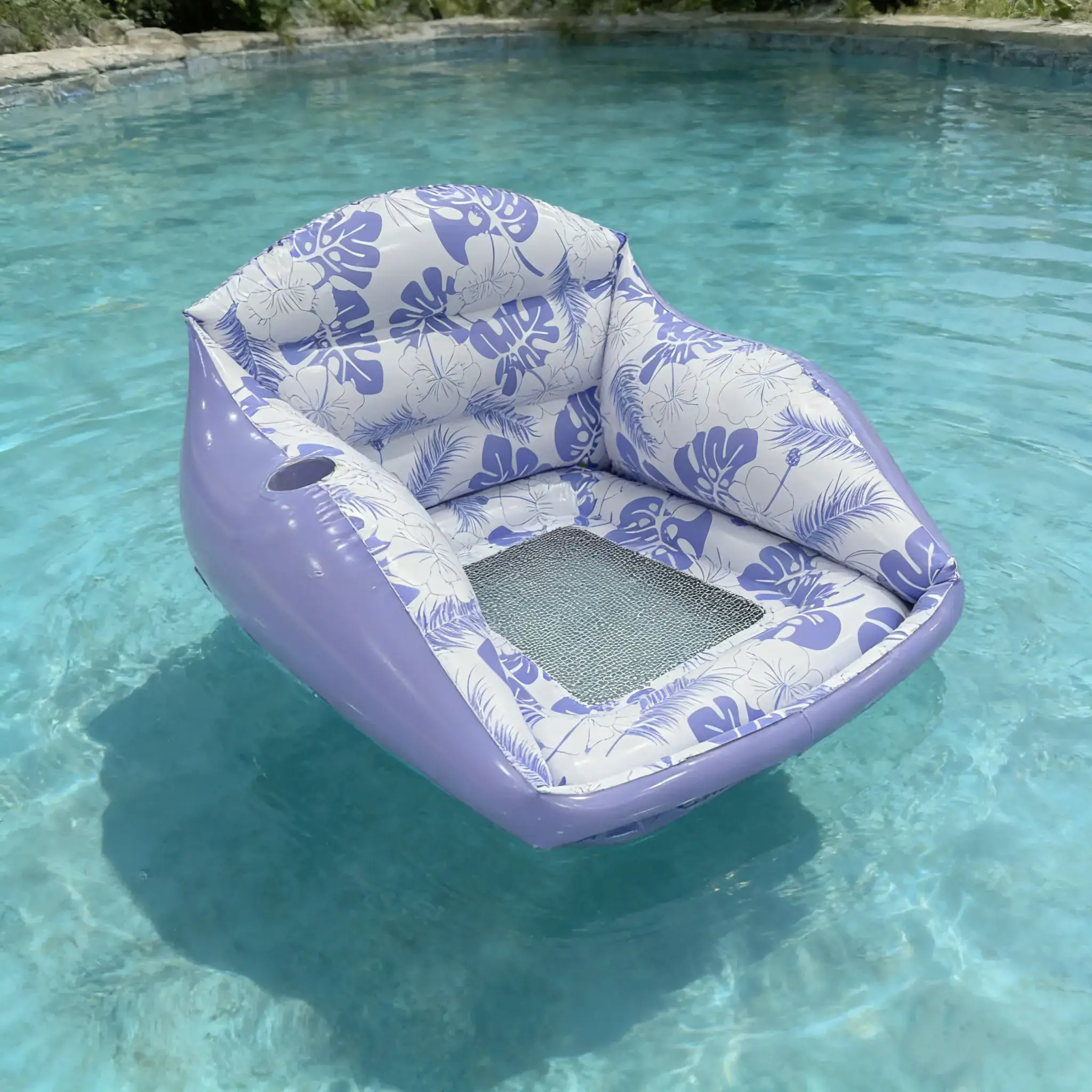 Adult Large Inflatable Water Sofa, Tropical Style Float Chair with Cup Holder, Pool Toy, Outdoor Use, 3-In-1 Inflatable Lounge, Pool Float Chairs, Pool Float Lounger, Pool Floats Lounger #GLOBAL PICKS