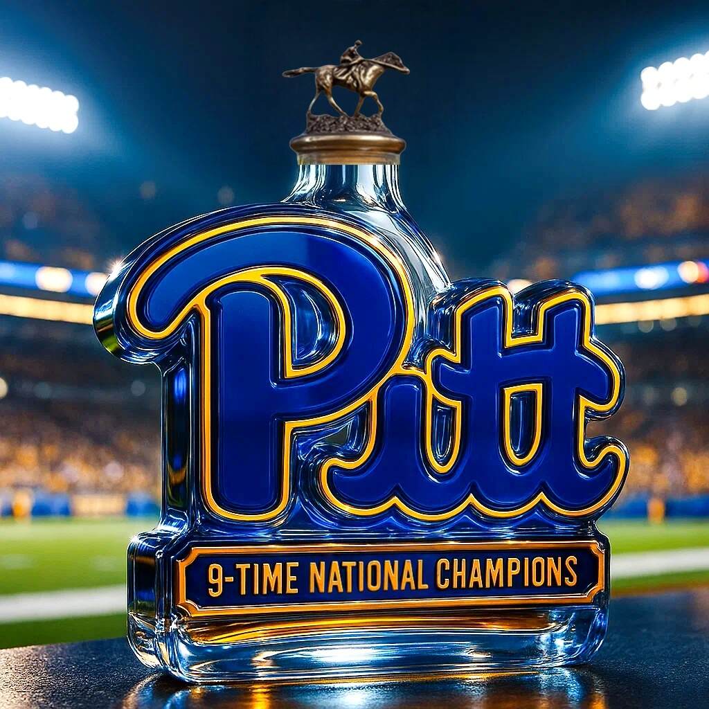 Pittsburgh Panthers 9-Time National Champion Whiskey Bottle