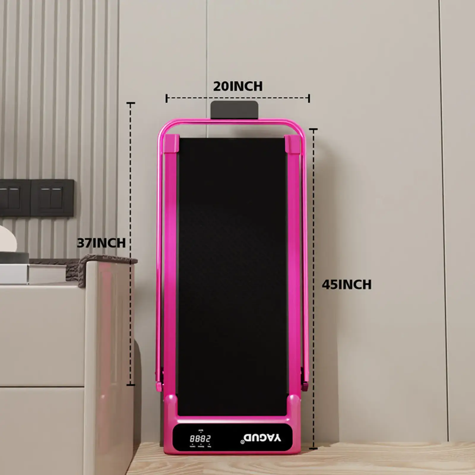 【Adjustable Incline】 Foldable Treadmill, Low-Noise Motor Walking Pad, 265lbs Weight Capacity, Remote Control & Wheels for Easy mobility, Comes with Free Resistance Bands, Dual Shock-Absorption System SpringStatements