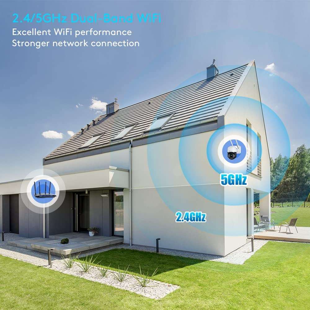 4K 8MP Security Camera Outdoor Ctronics PTZ WiFi  Surveillance Camera with Intelligent Human /Vehicle Detection for Home Security