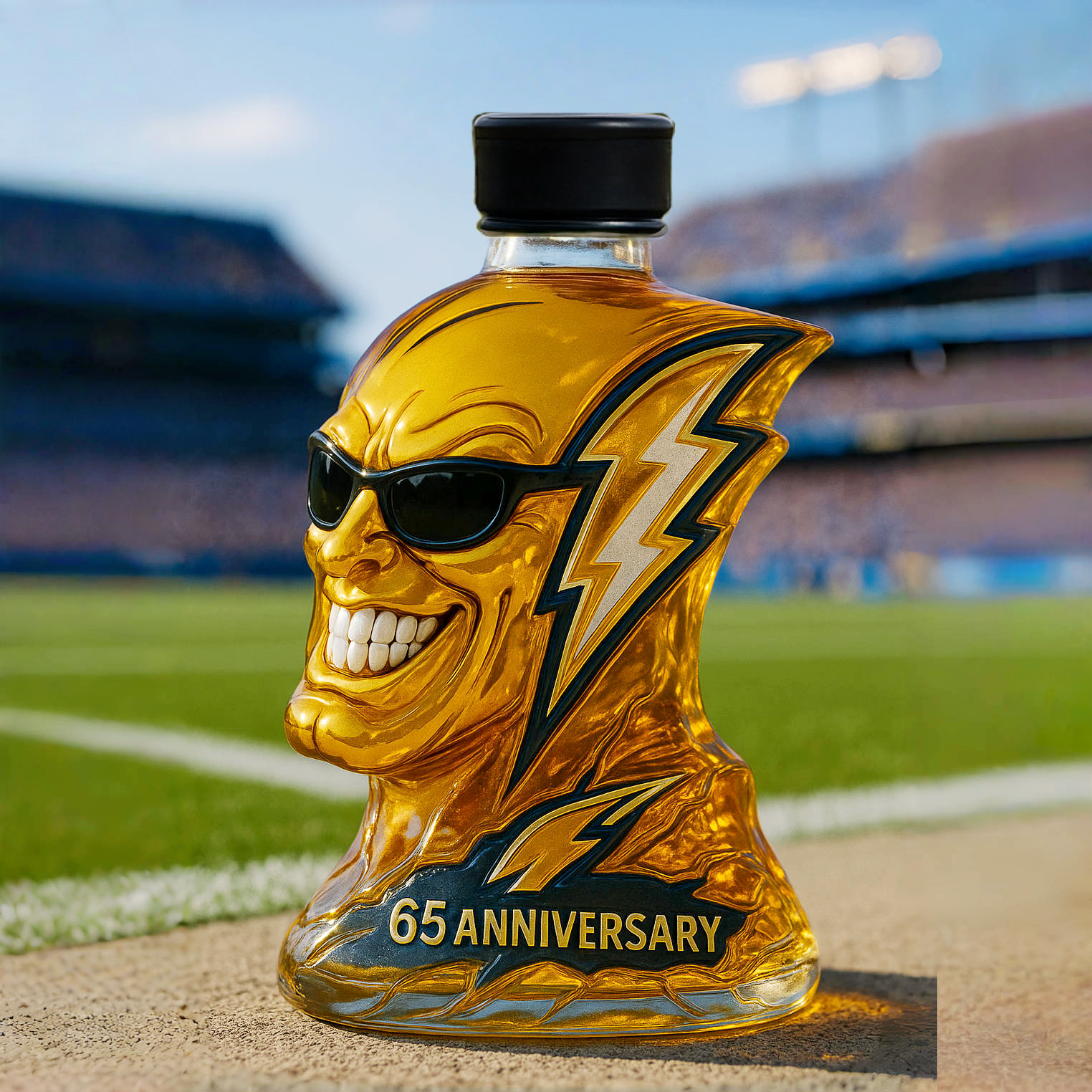 Los Angeles Chargers 65th Anniversary Whiskey Bottle