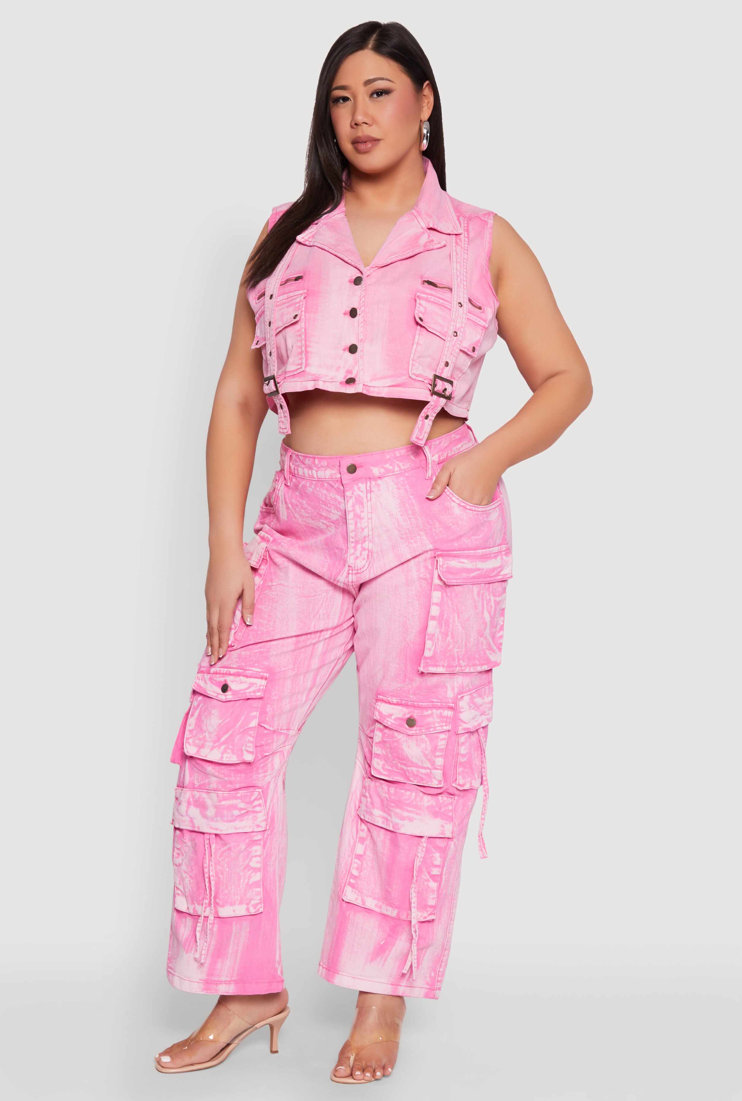 Plus Size Spoon Jeans Mineral Wash Denim Vest