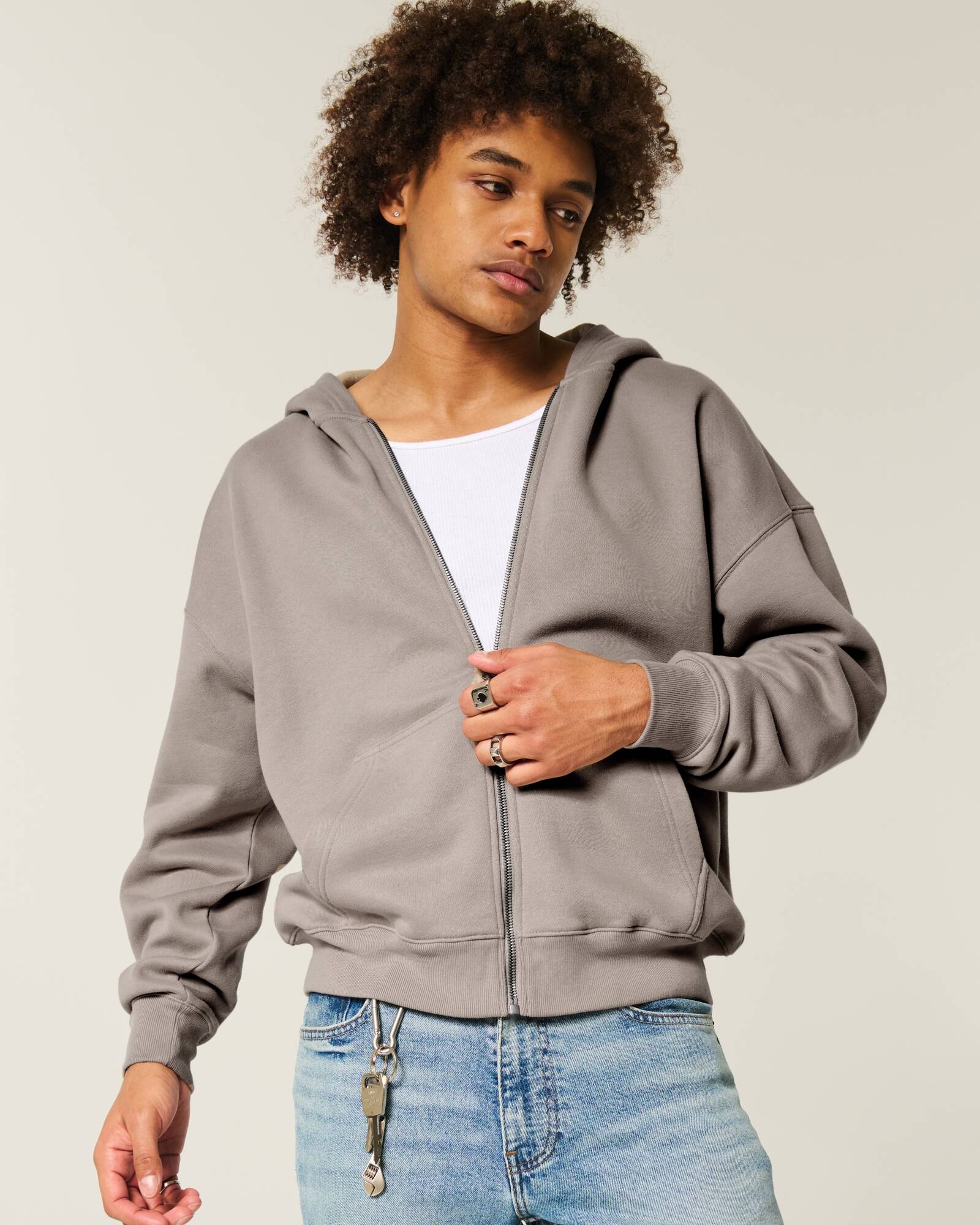 Boxy Camo Zip-Up Hoodie