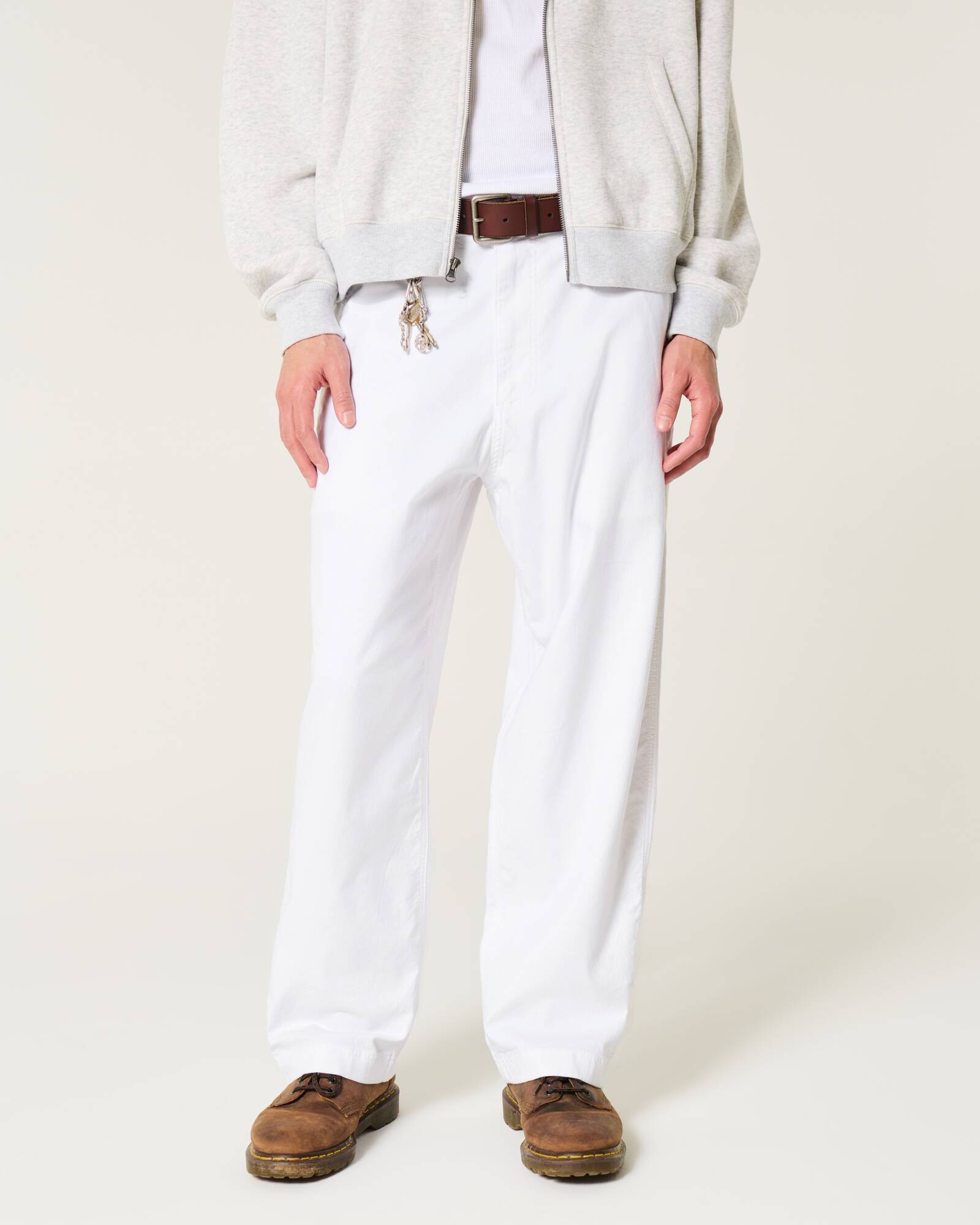 Linen-Blend Flex Waist Baggy Pants