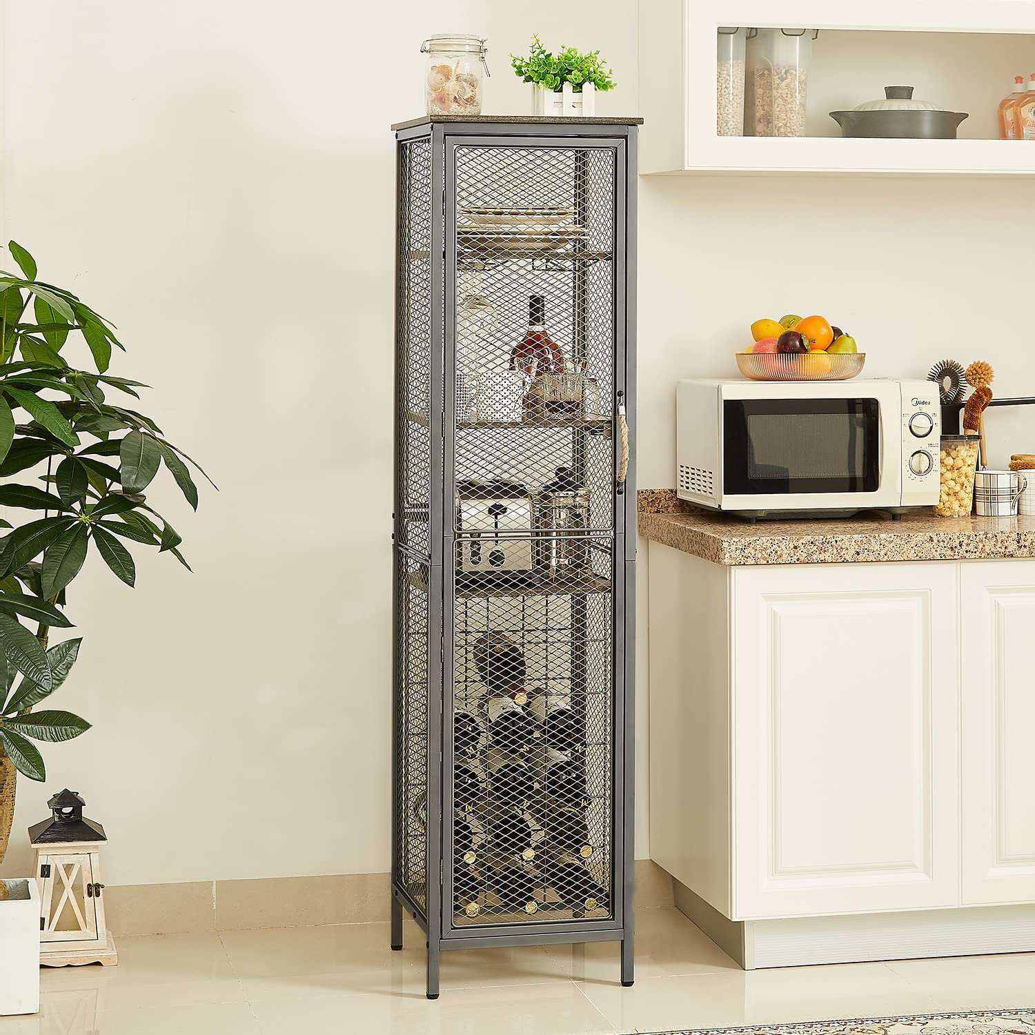 VECELO 3-Tier Wine Racks Cabinet with Door