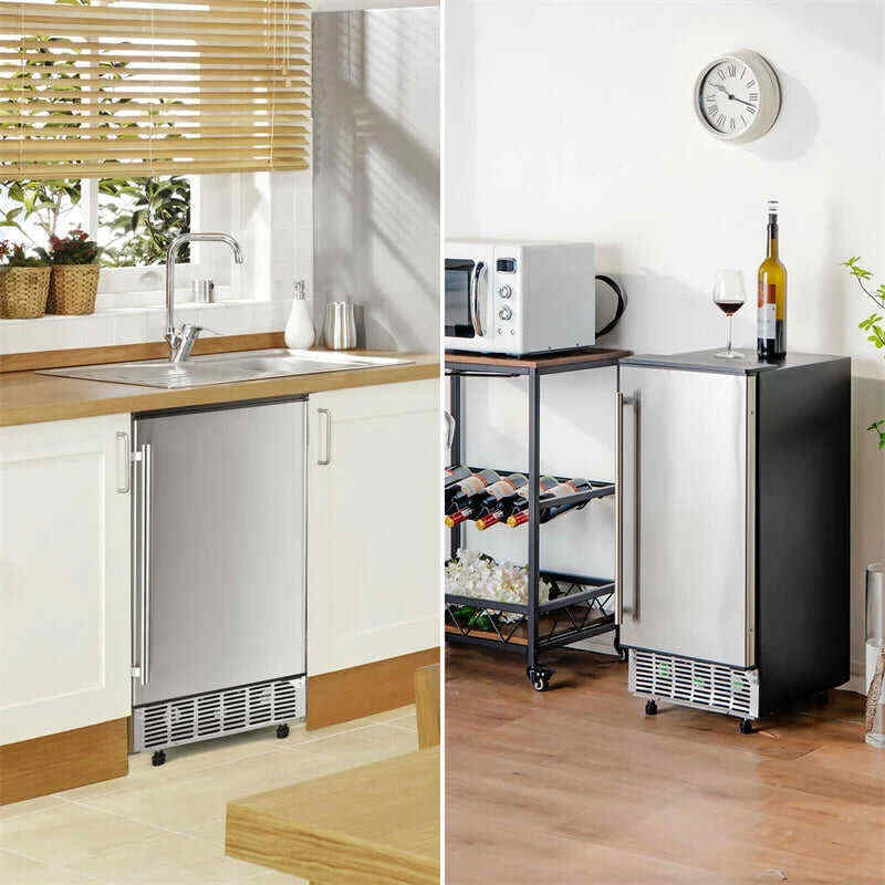 80 lbs/24H Commercial Undercounter Ice Maker Built-in & Freestanding Ice Cube Machine with Drain Pump & 25 lbs Capacity Ice Bin