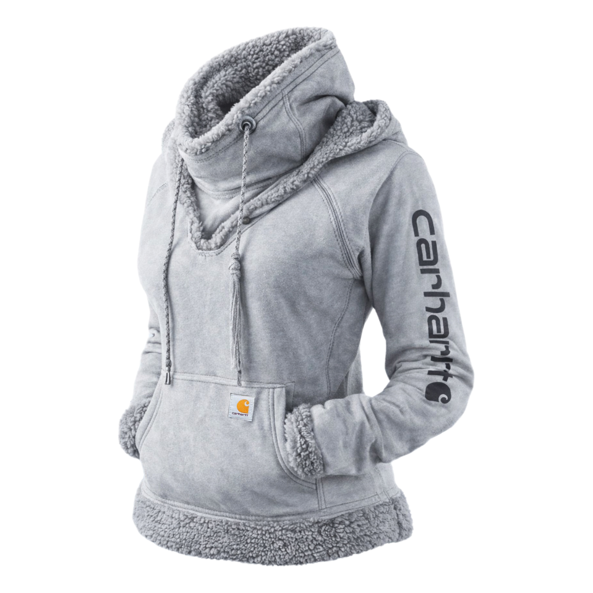 Women's Retro Suede Thickened Warm Pile Collar Hooded Sweatshirt