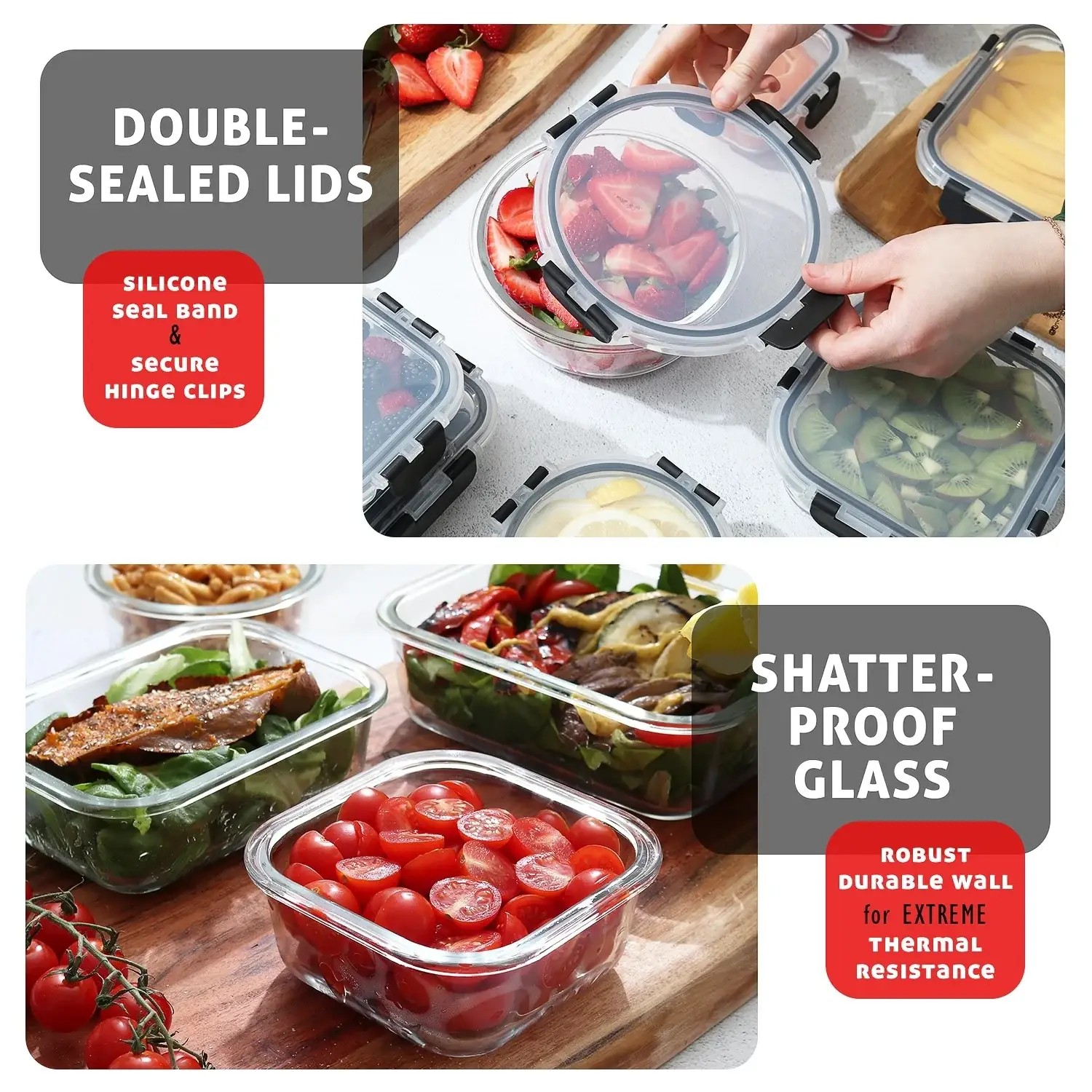 Eatex Glass Food Storage Containers with Lids