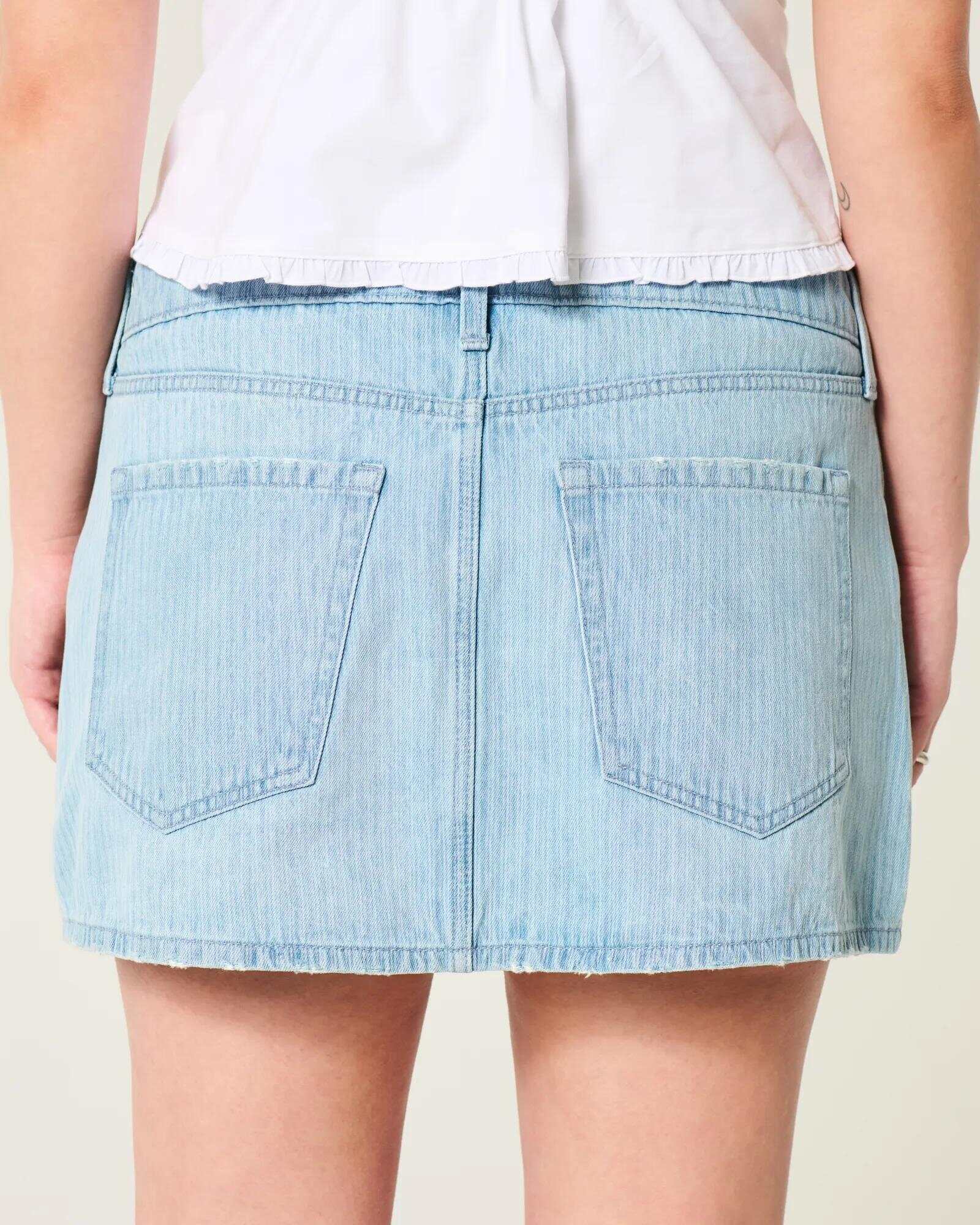 Low-Rise Medium Wash Denim Mini Skort