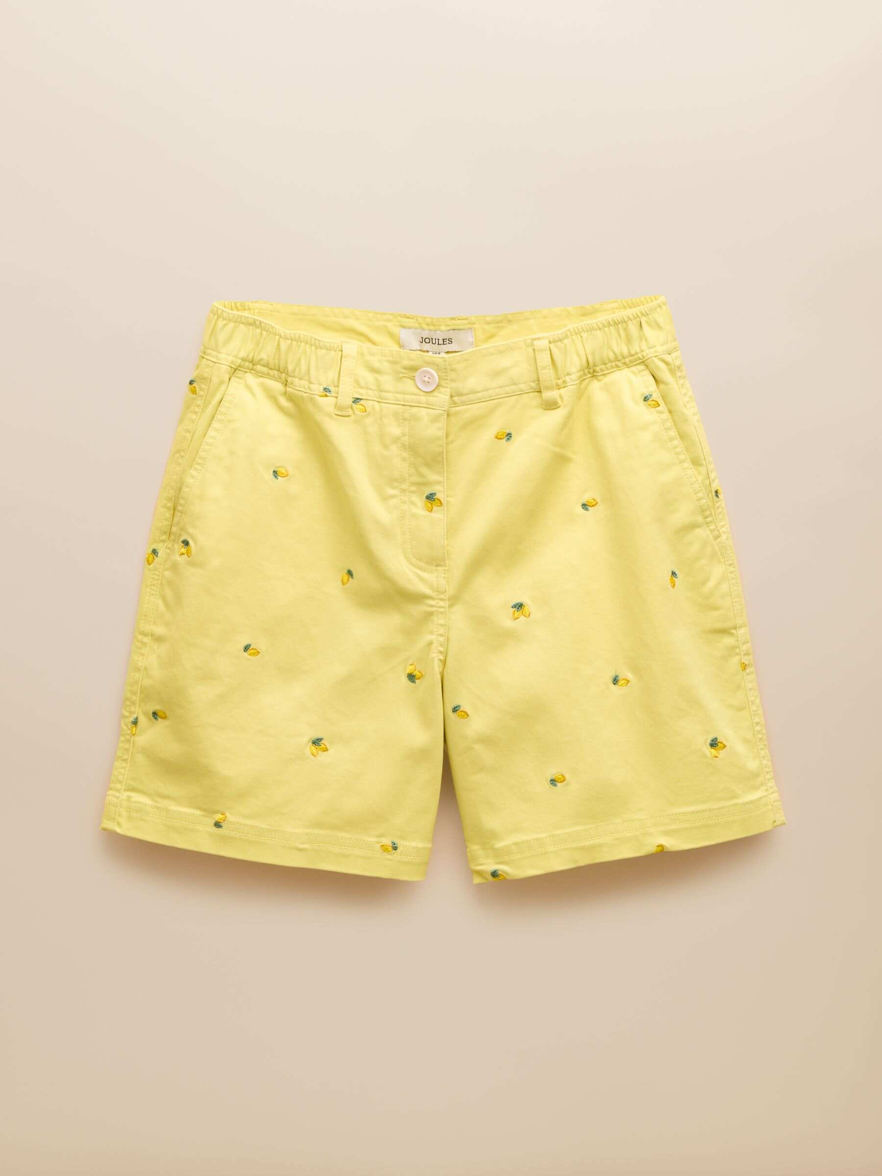 Yellow Lemon Embroidered Chino Shorts