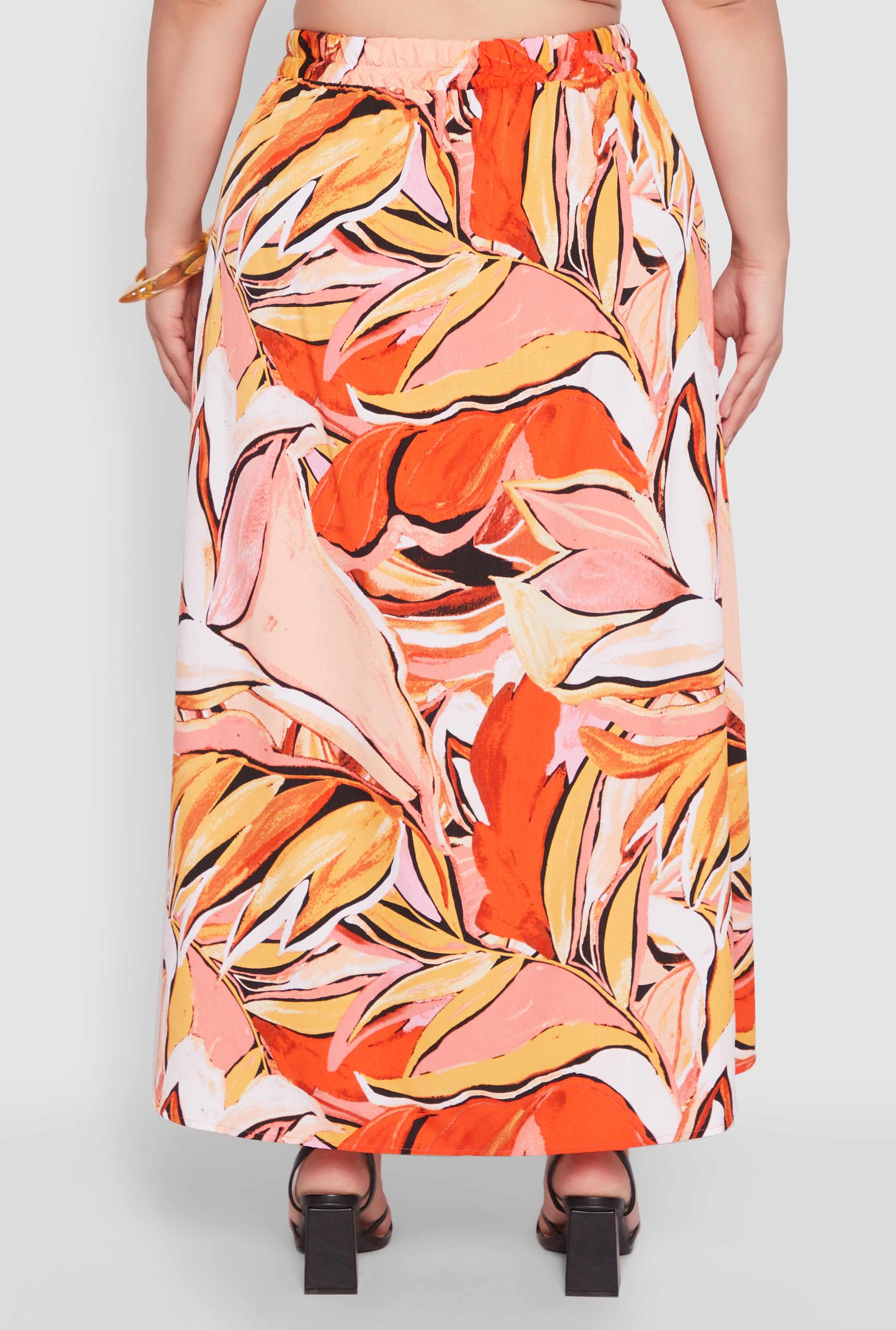 Plus Size Printed Pattern Maxi Skirt