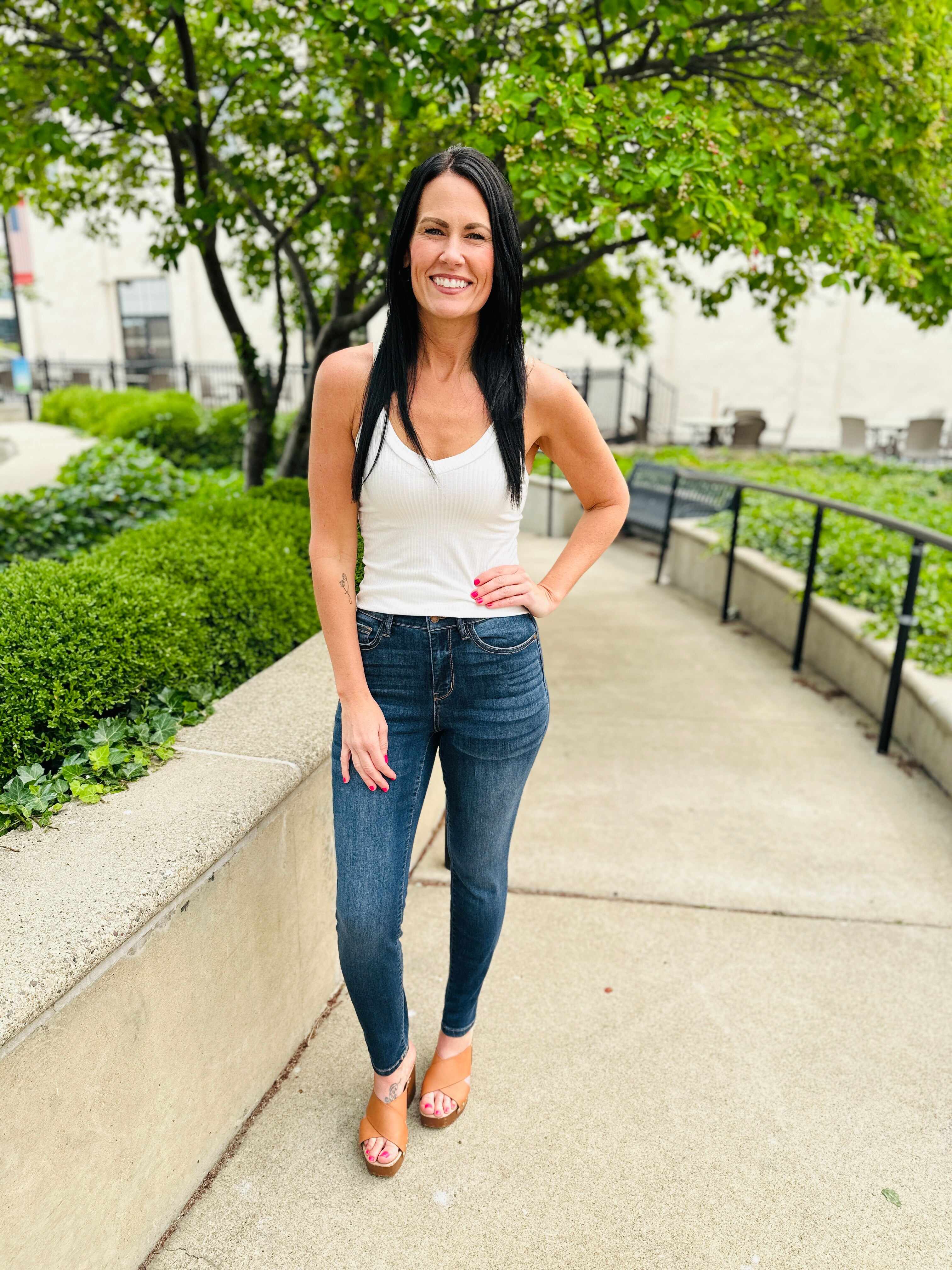 Reg/Curvy Blessed and NonDistressed Relaxed Fit Jeans