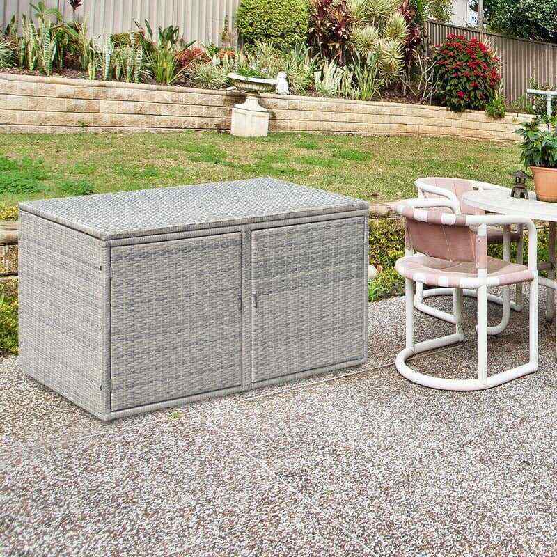 88 Gallon Rattan Deck Storage Box Patio Container