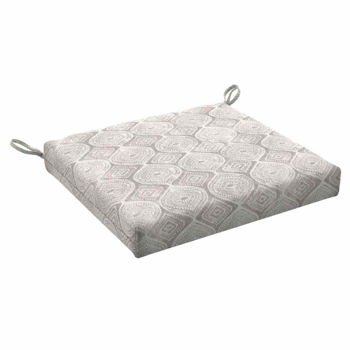 Grey Patna Geo Outdoor Square Seat Cushion