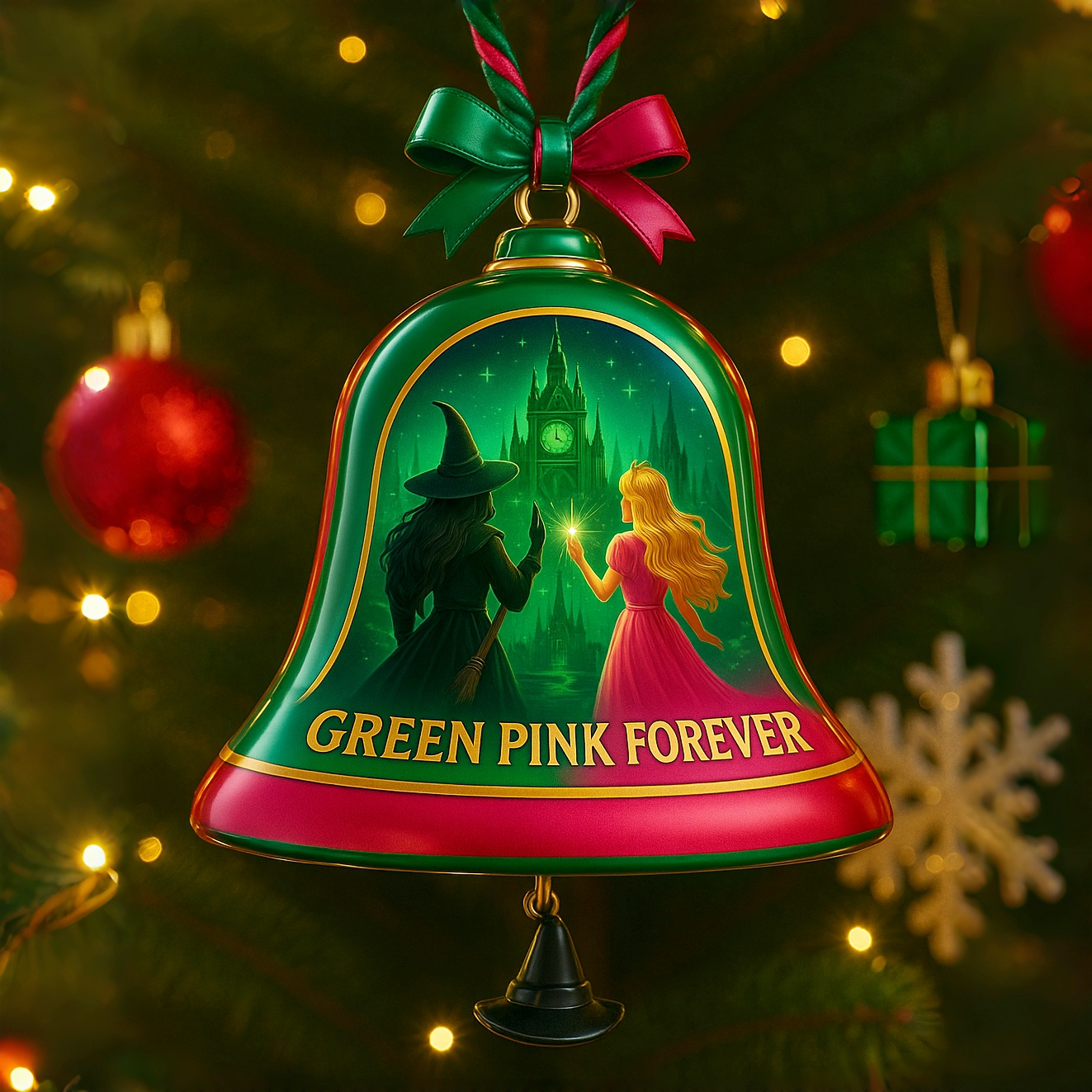Good Witch & Bad Witch Christmas Bell Ornament