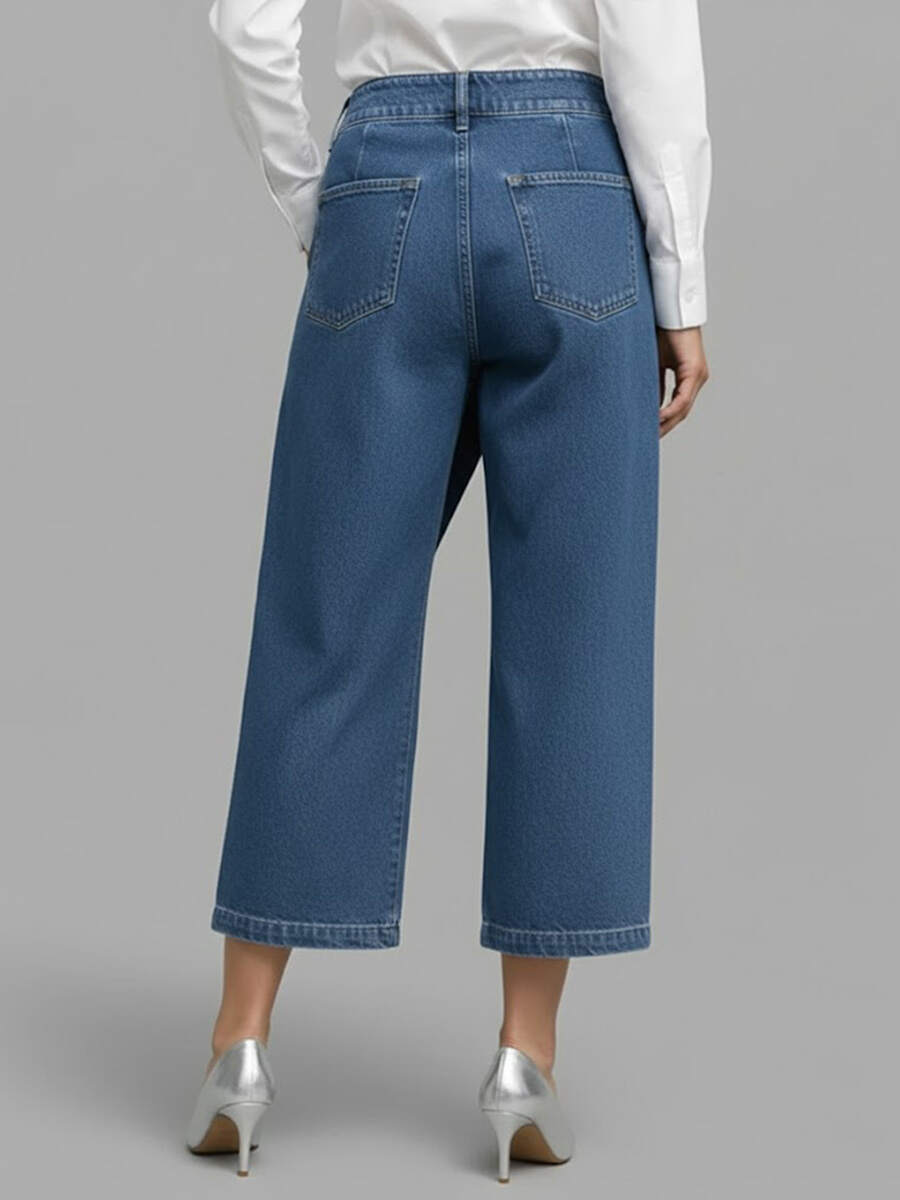 🔥Summer Arrivals🌟Women's High-waisted Loose-fitting Cropped Wide-leg Jeans