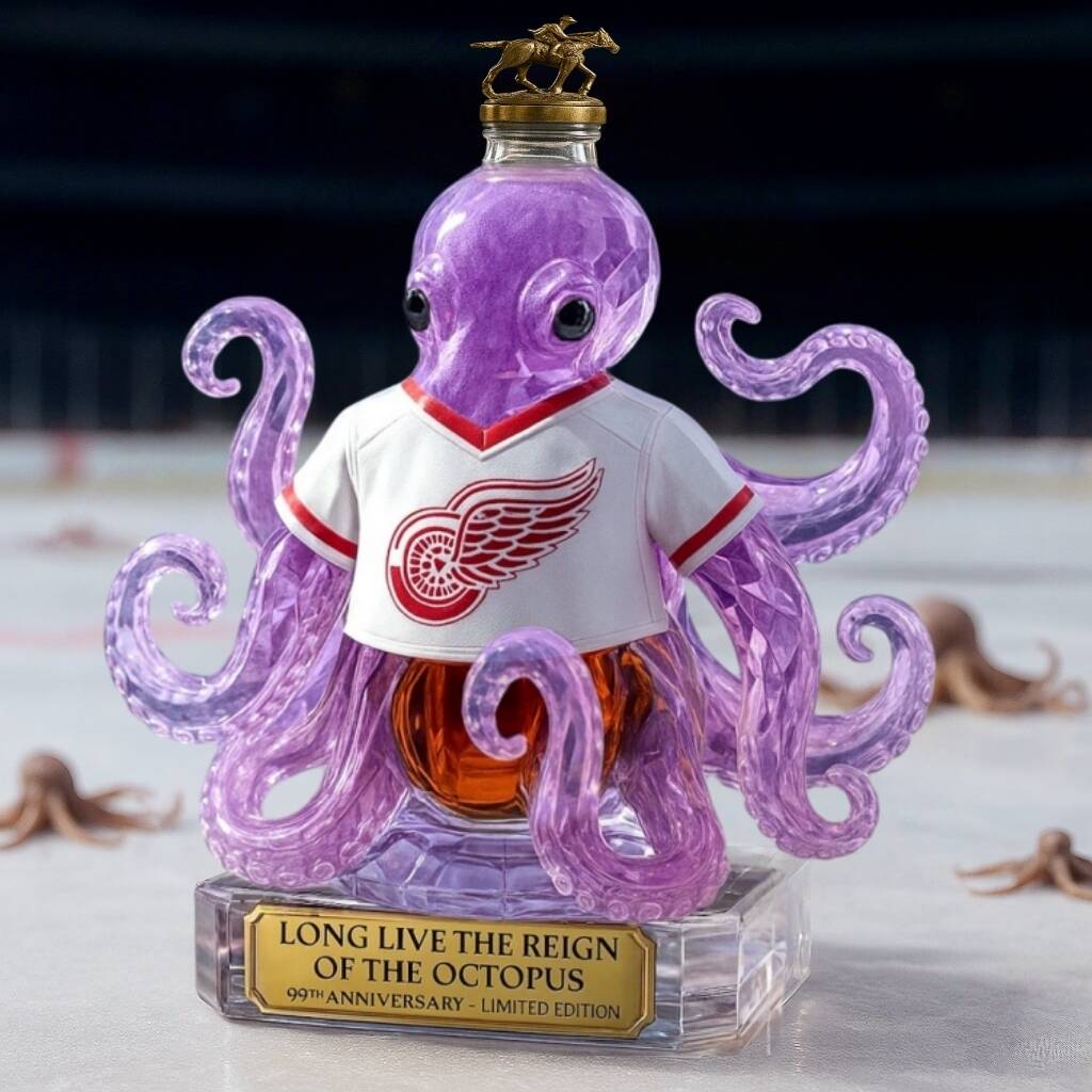 Detroit Red Wings - Reign of the Octopus Whiskey Bottle