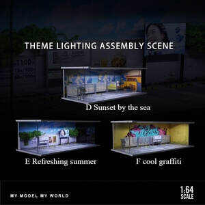 1:64 Scale Urban Street Scene Diorama Display Case – Industrial Roadside Setting for Diecast Cars