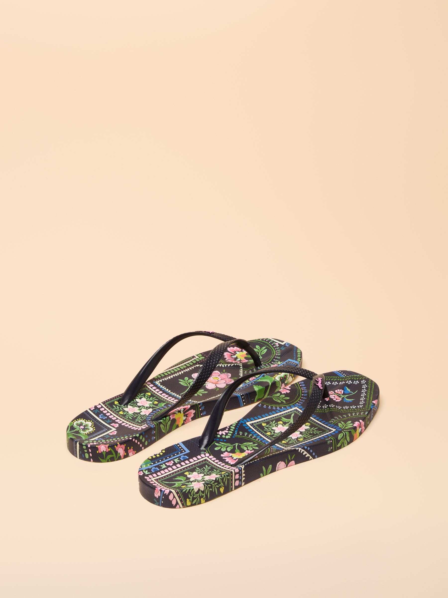Sunvale Navy Tile Print Flip Flops