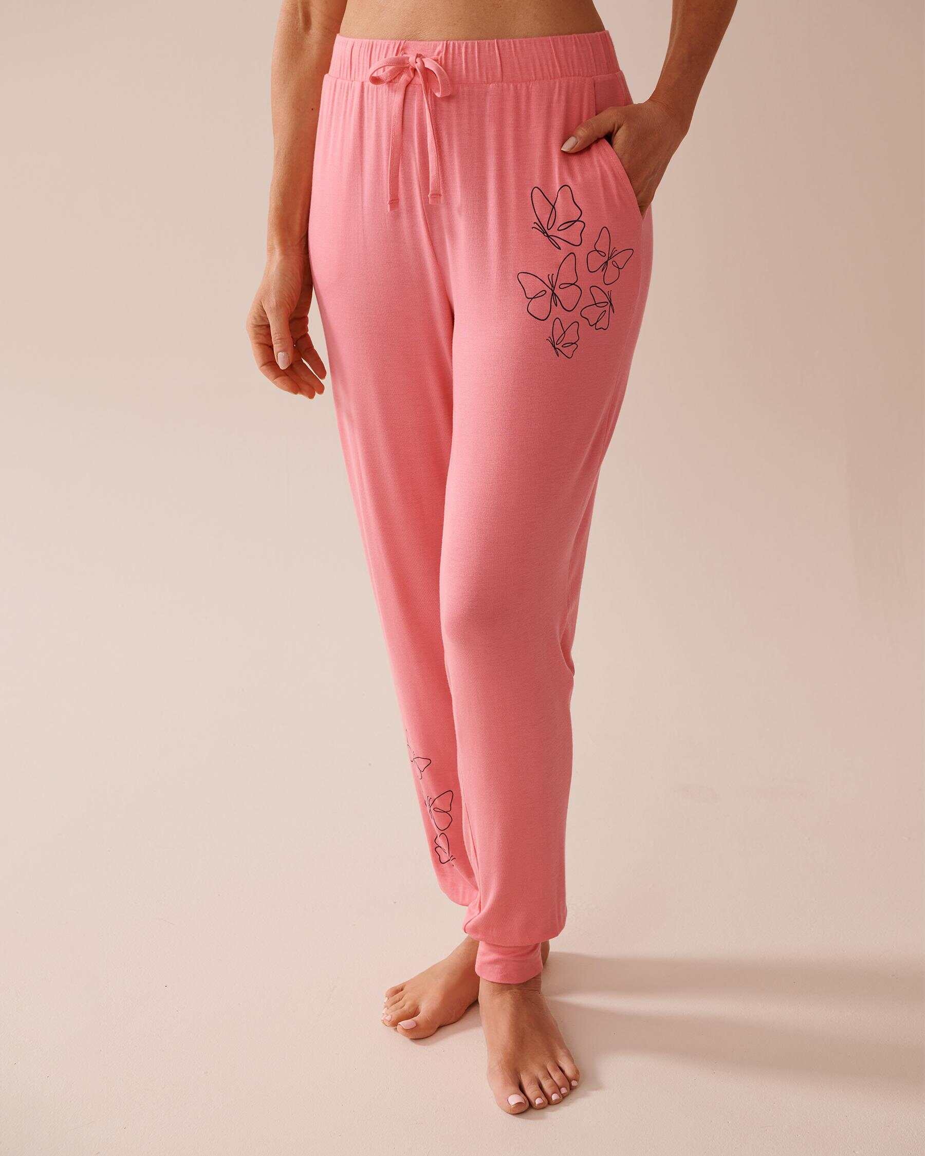 Butterfly Print Soft Jersey Jogger Pajama Pants