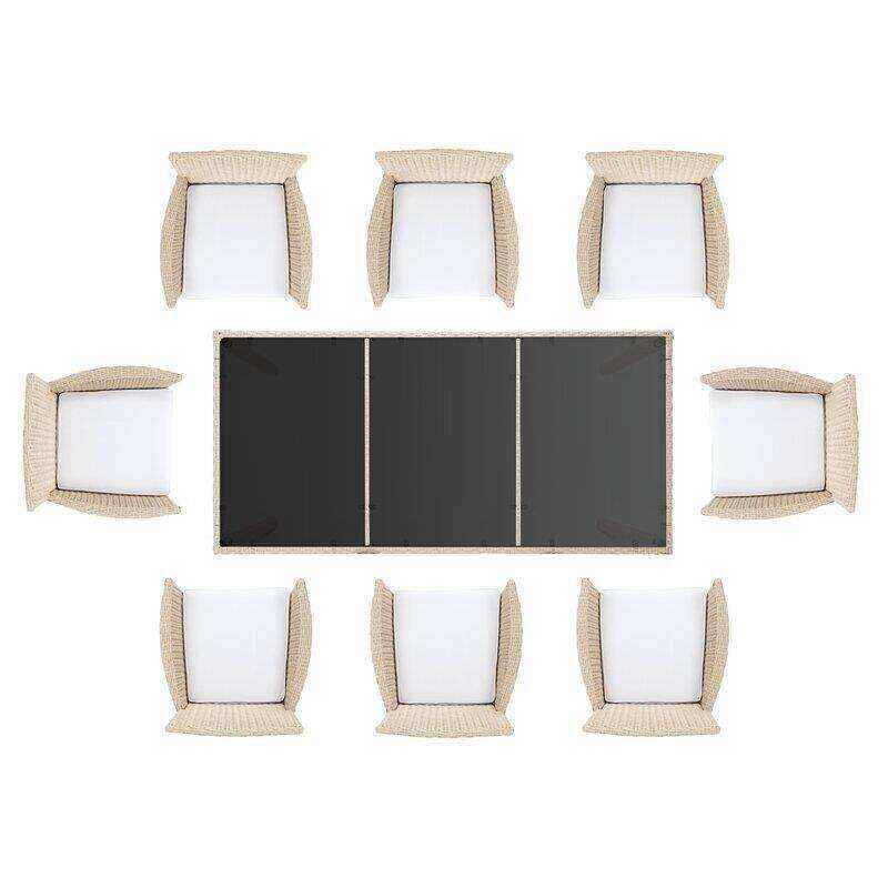Hailee Rectangular 8 - Person 76.8'' Long Dining Set with Cushions