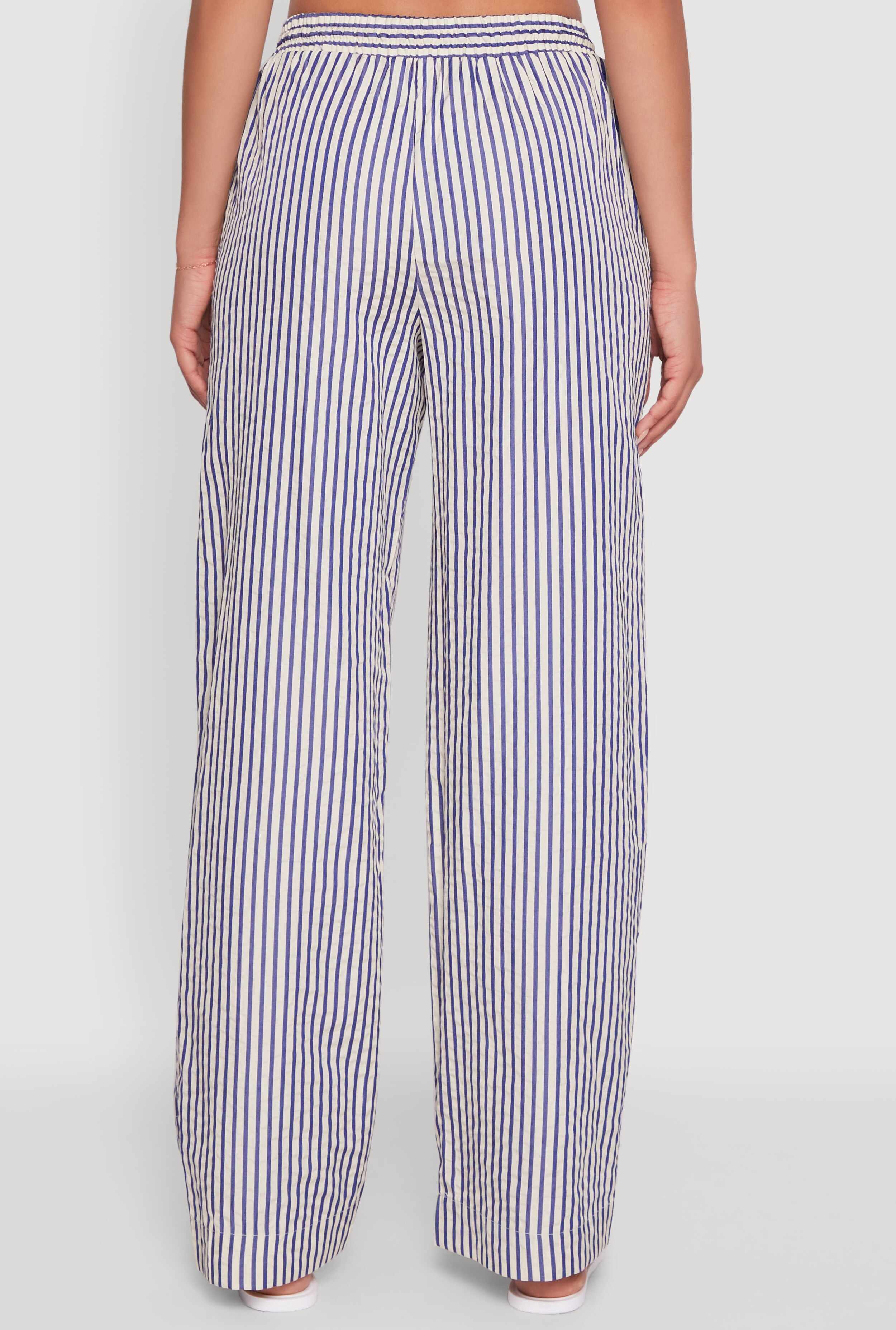 Striped Mid Rise Palazzo Pants