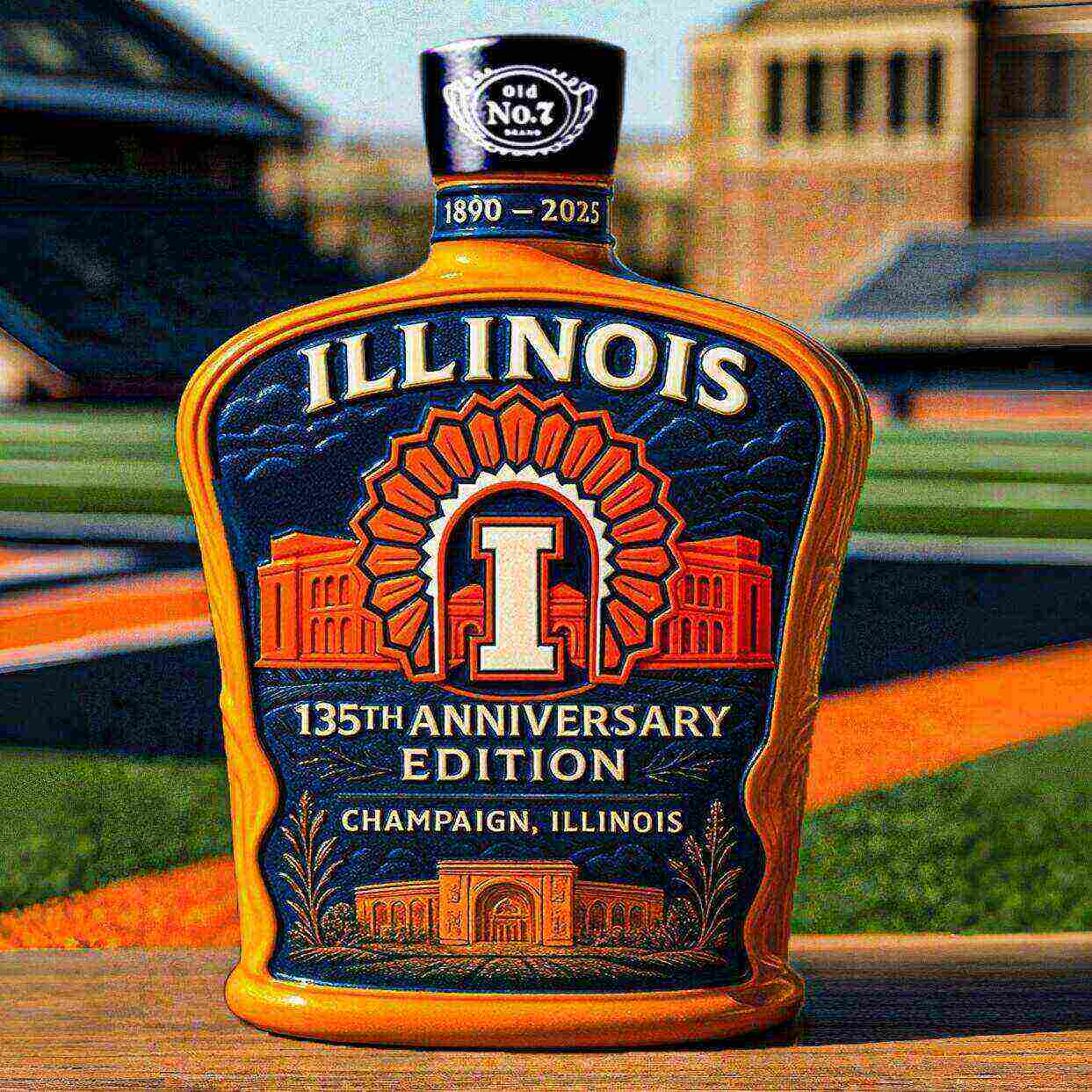 Illinois 135th Anniversary Whiskey Bottle