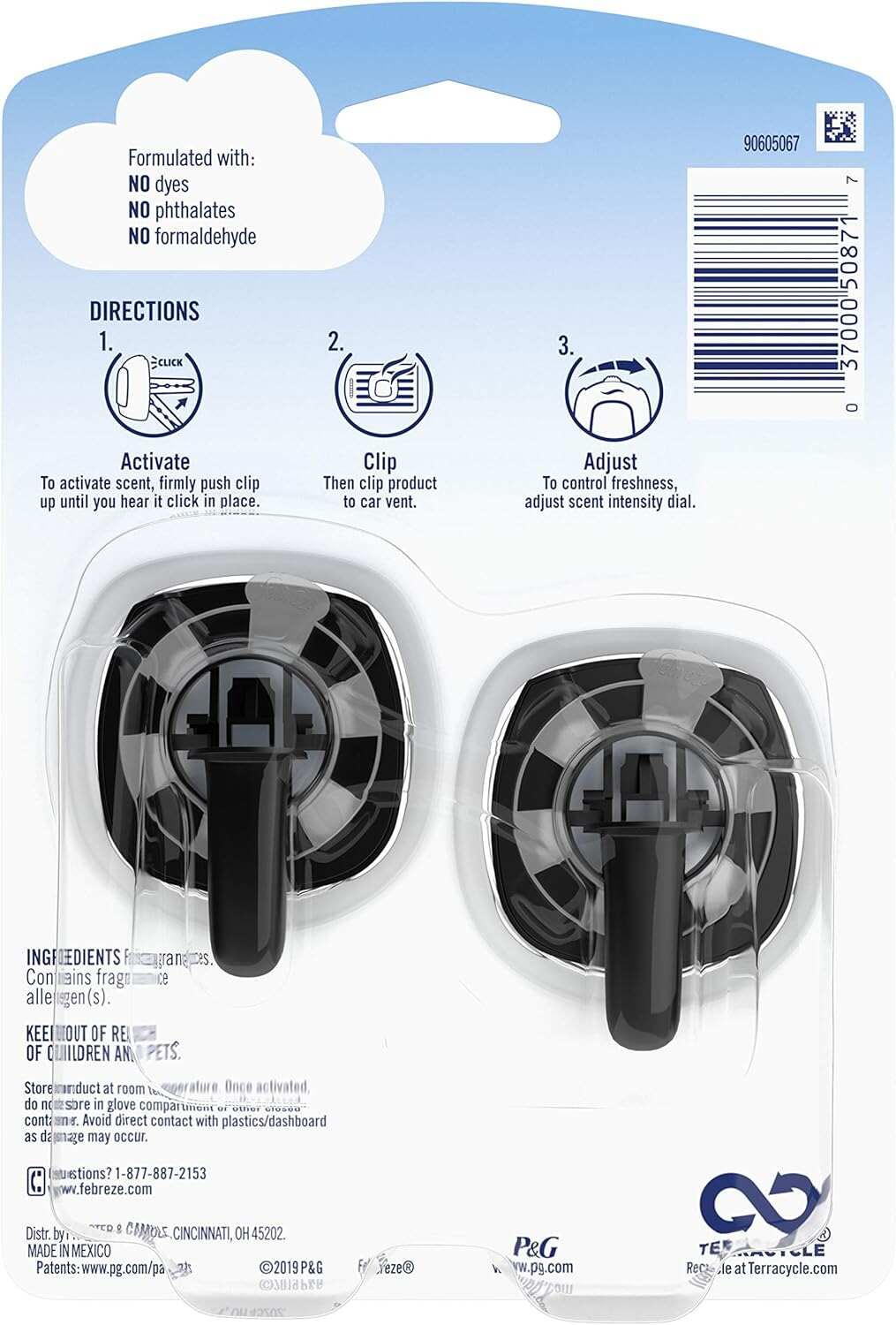 Febreze Car Air Fresheners, New Car Scent, Odor Eliminator for Strong Odors Car Vent Clips (2 Count)