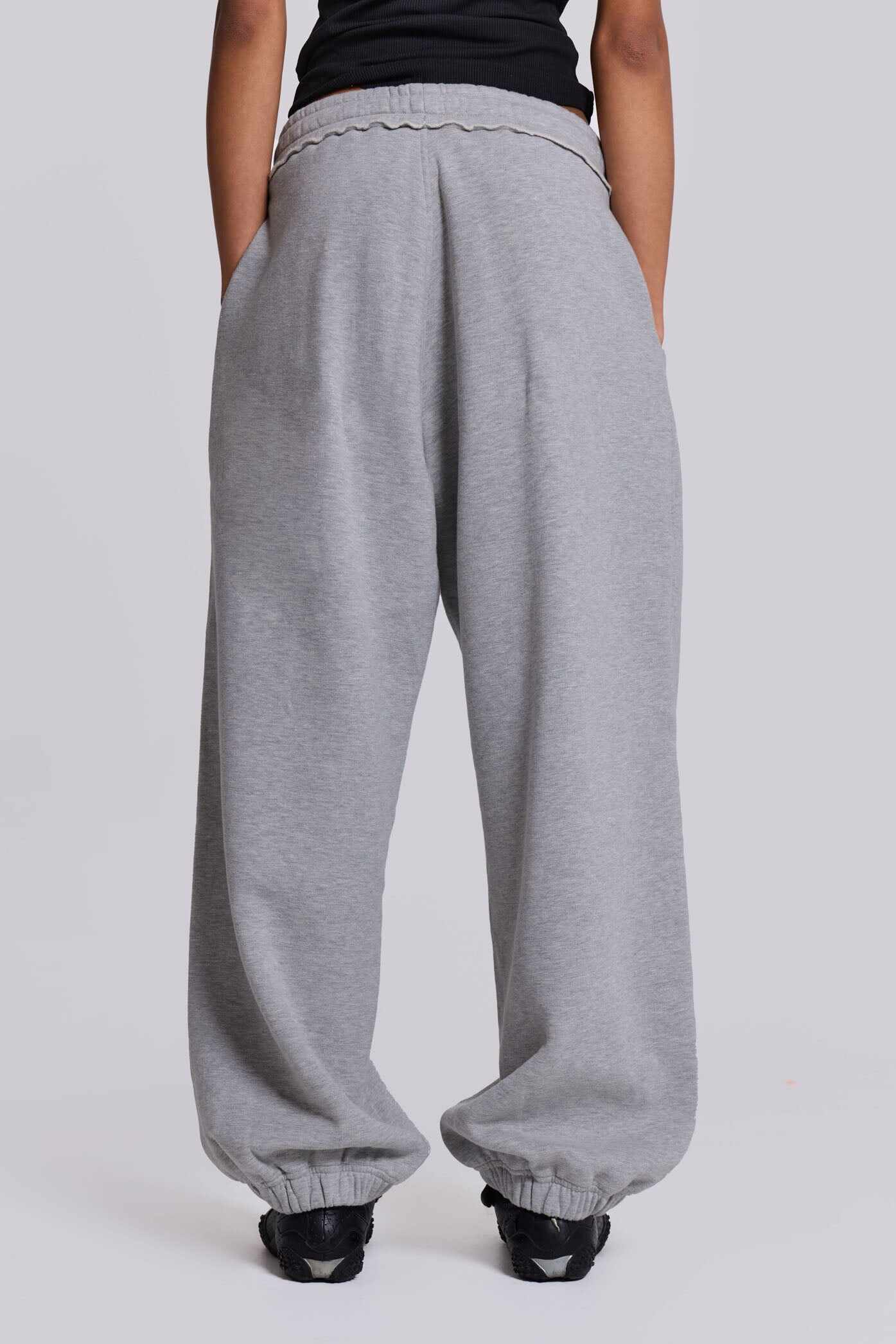 Grey Marl Cuffed Baggy Monster Joggers