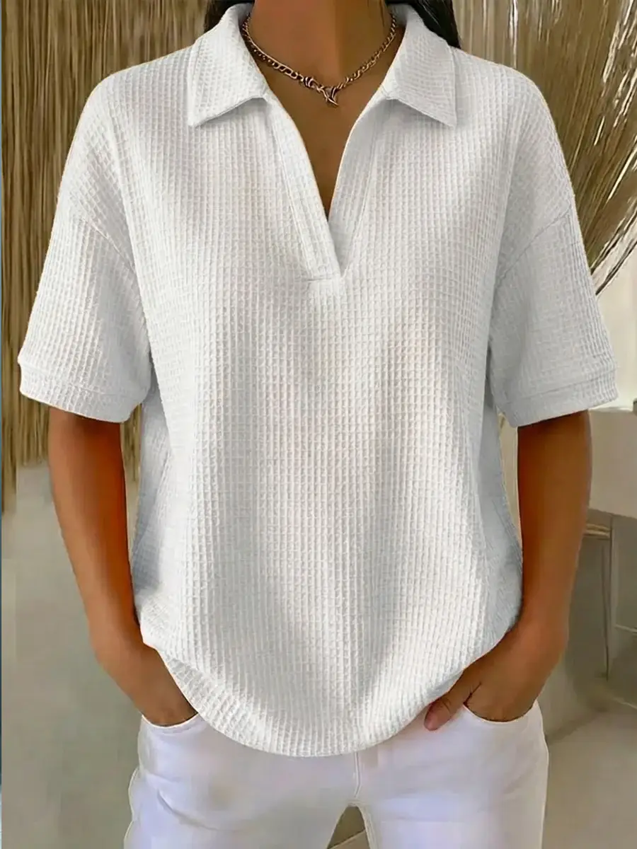 🔥Summer Arrivals🌟Casual Waffle-knit Short-sleeved Cotton Top