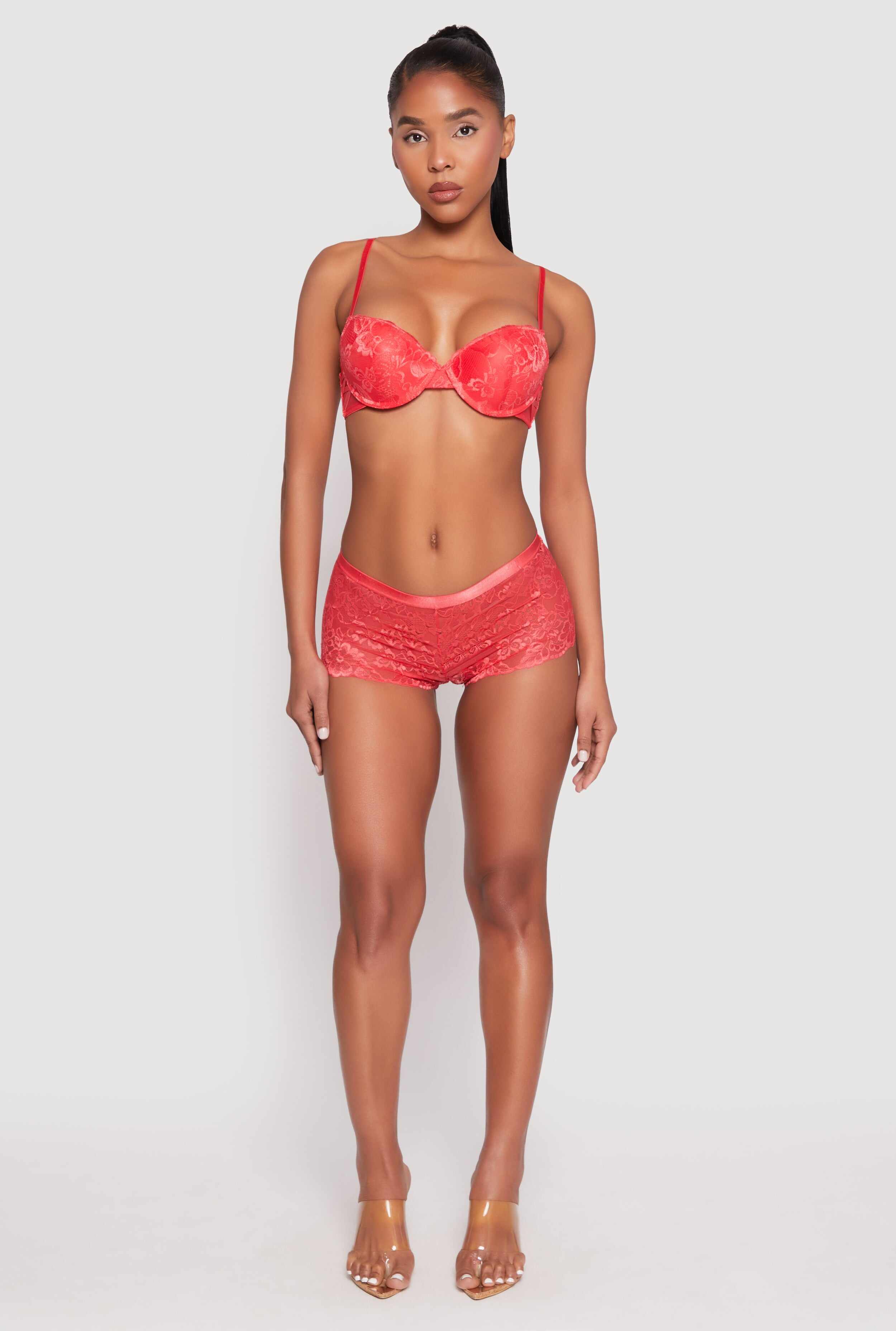 Scallop Trim Caged V Back Lace Boyshort Panty
