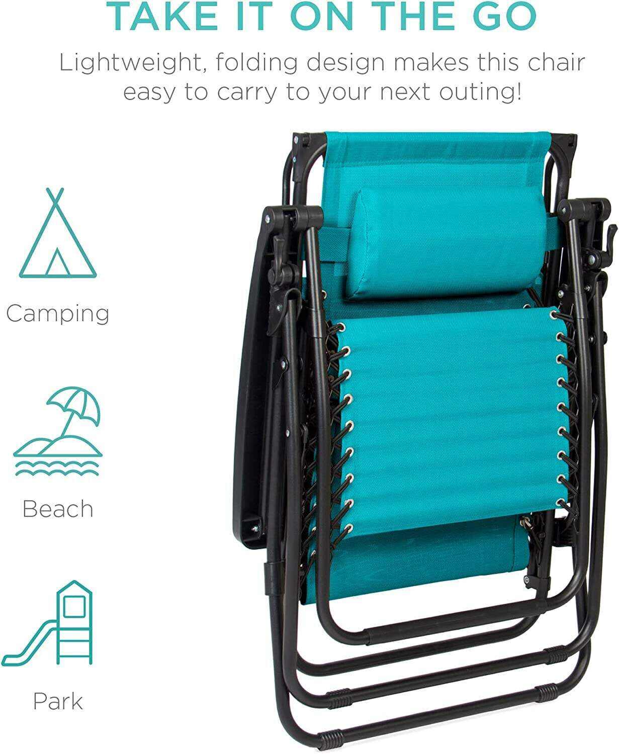 Folding Zero Gravity Outdoor Recliner Patio Lounge Chair w/Adjustable Canopy Shade, Headrest, Side Accessory Tray, Textilene Mesh - Beige