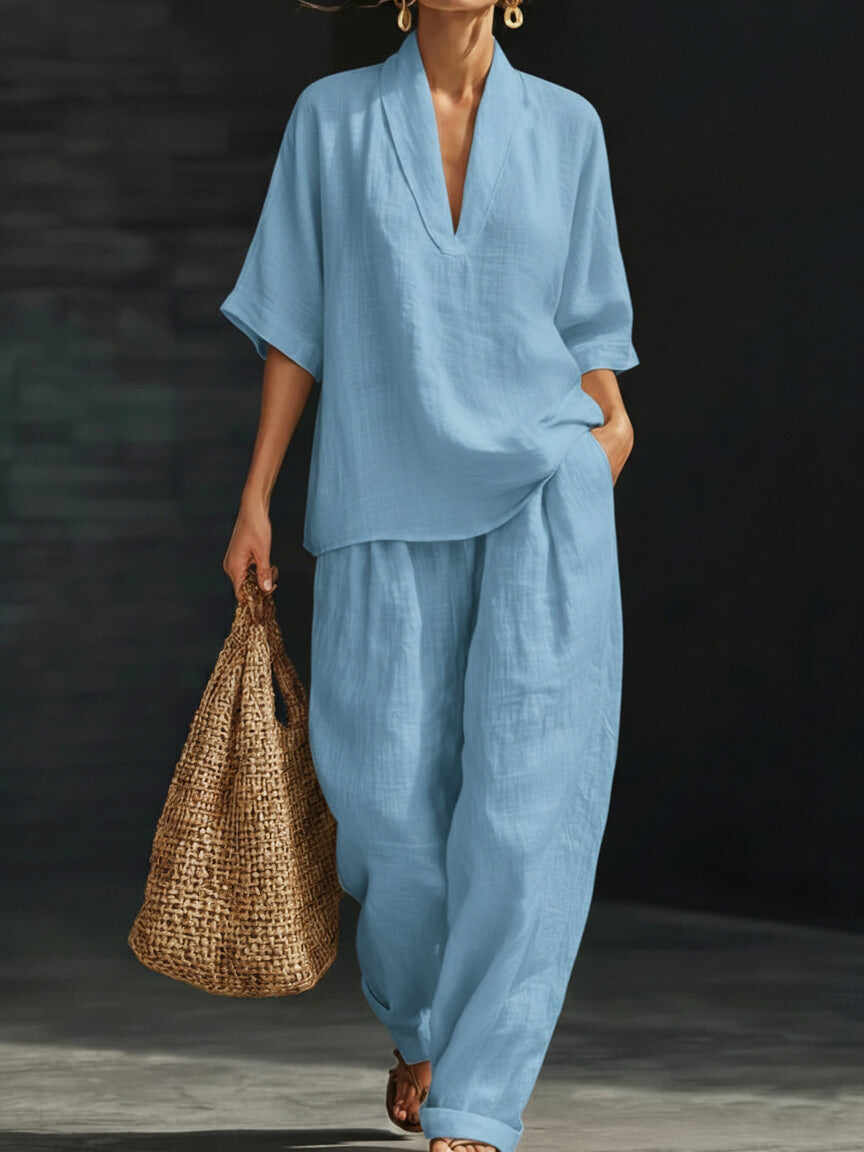 🔥Summer Arrivals🌟Casual And Cozy Minimalist Linen Two-piece Set