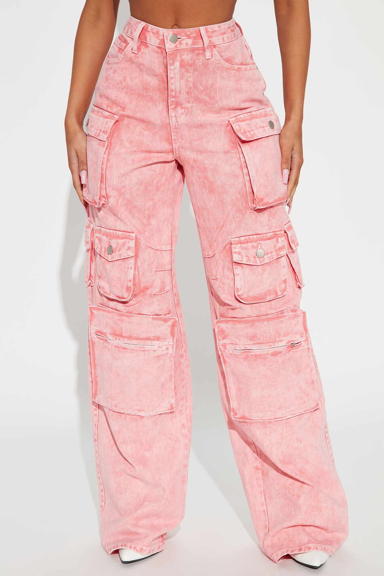 Tall Lily High Rise Cargo Jeans - Pink