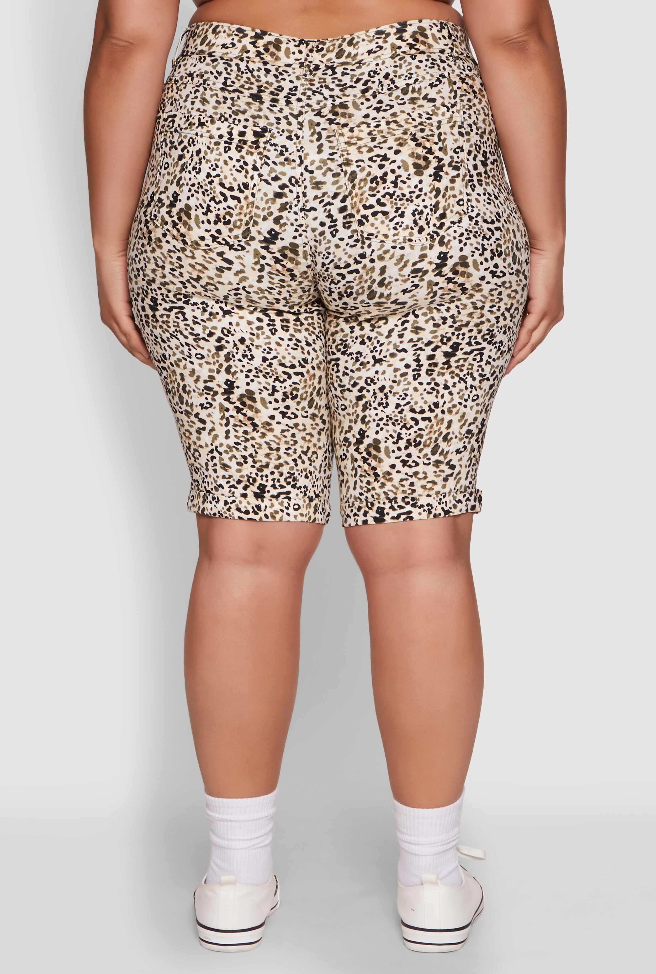 Plus Size Trendy High Waisted Bermuda Shorts