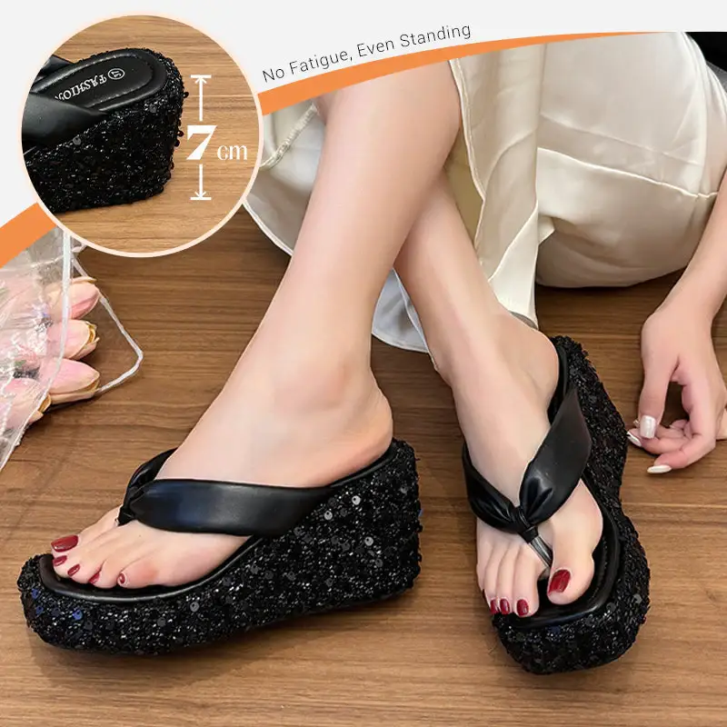 👠Women's Thick-Soled Sequined Flip-Flops