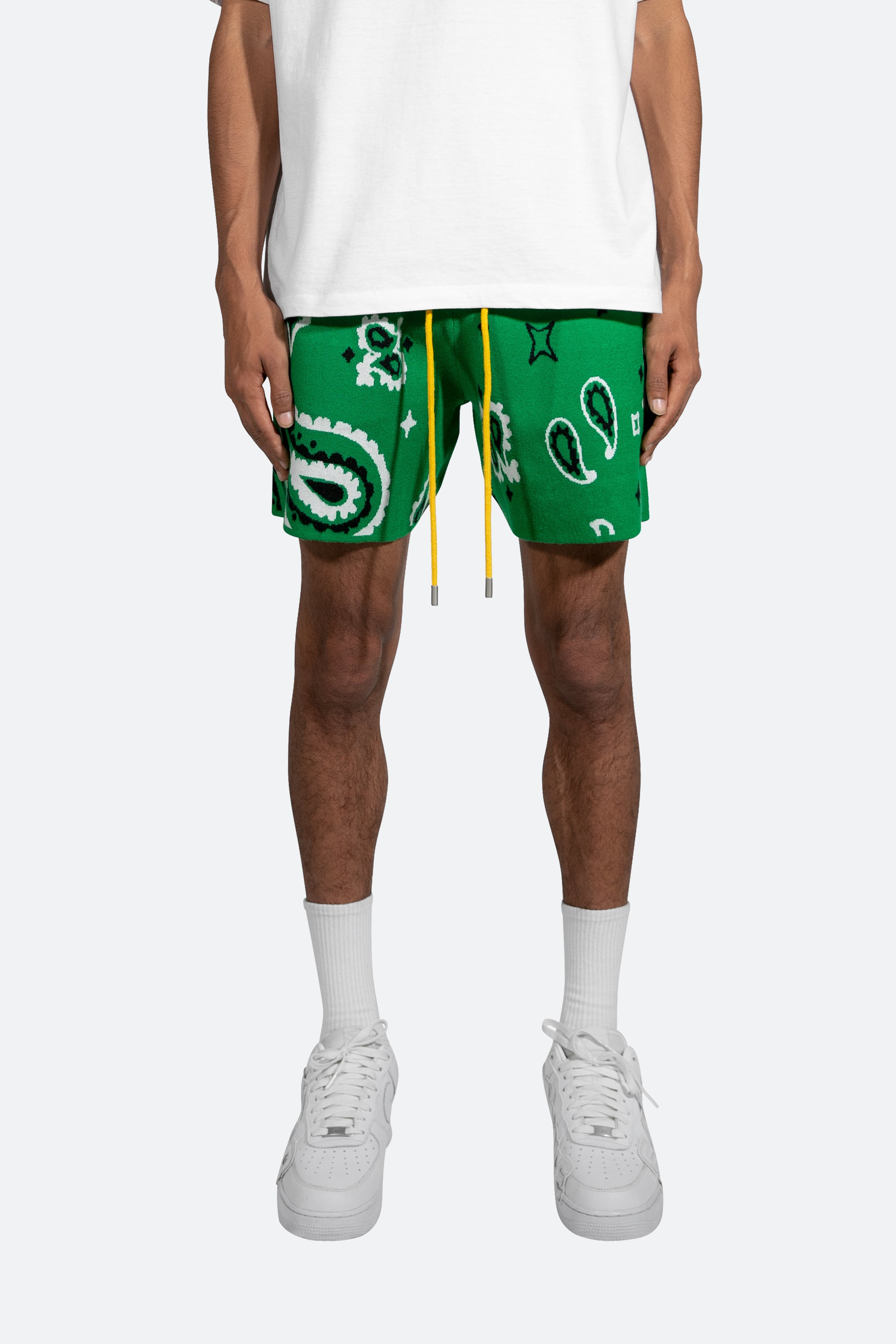 Paisley Knit Shorts - Green