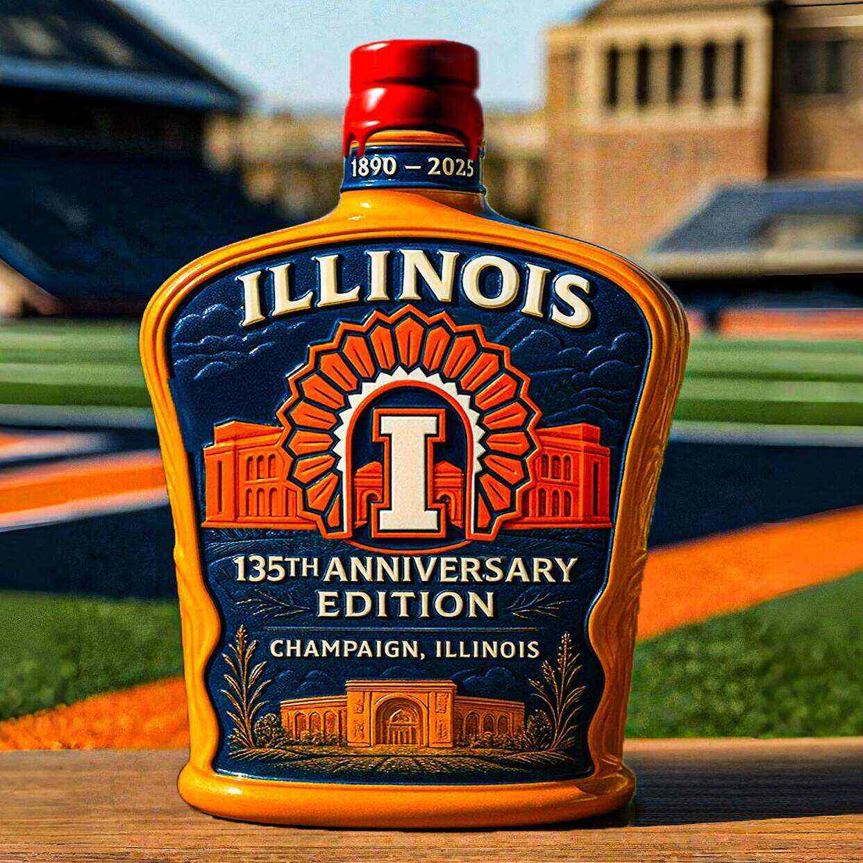 Illinois 135th Anniversary Whiskey Bottle