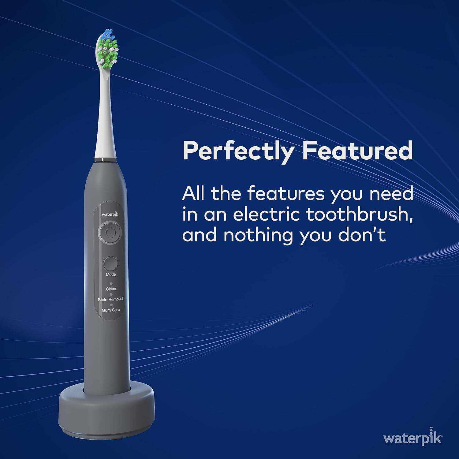 Waterpik Sensonic Sonic Electric Toothbrush, Rechargeable Toothbrush for Adults with 3 Modes, Travel Case, USB Charger, White STW-03W020