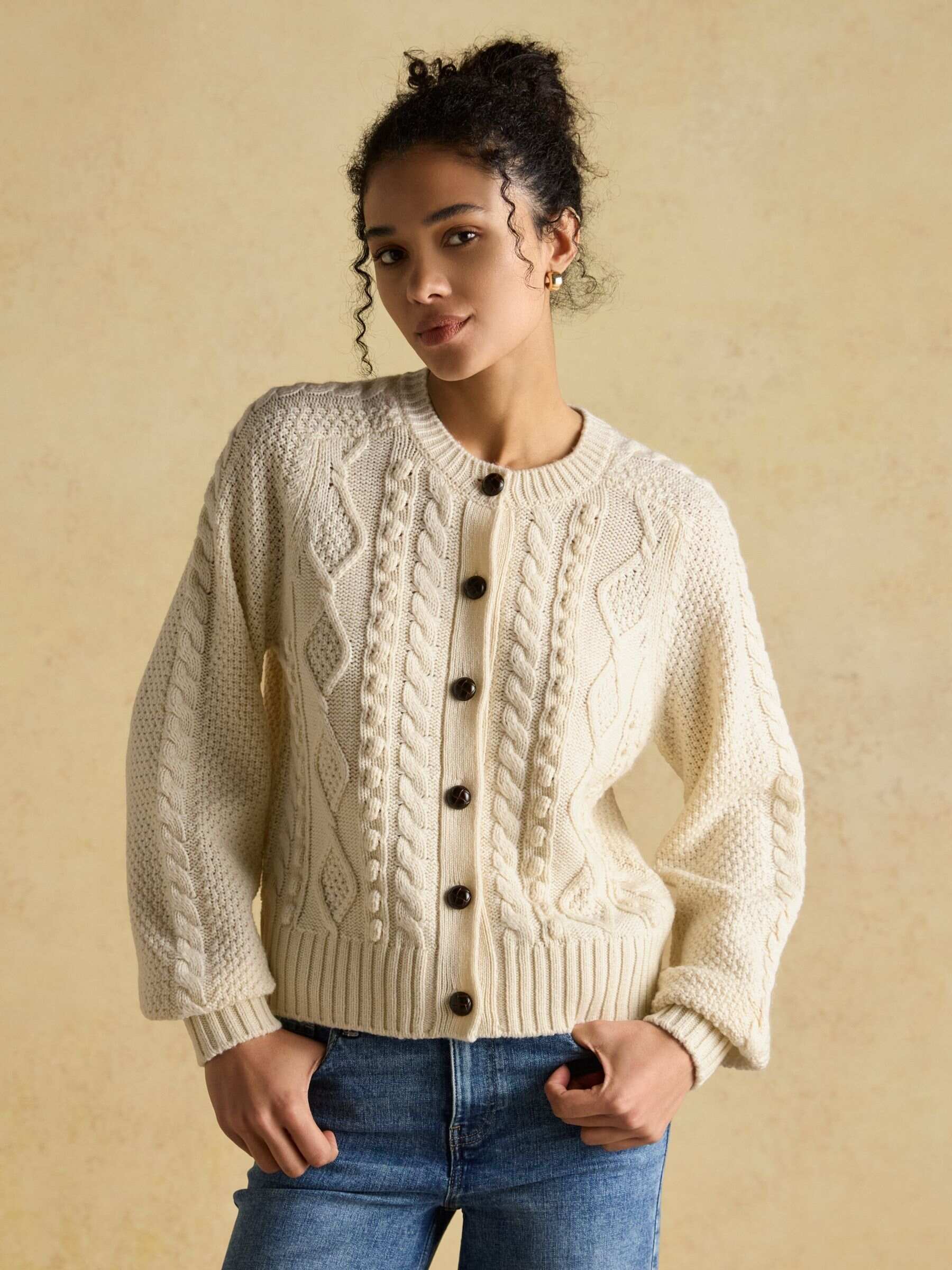 Rafferty Cream Cable Knit Cardigan