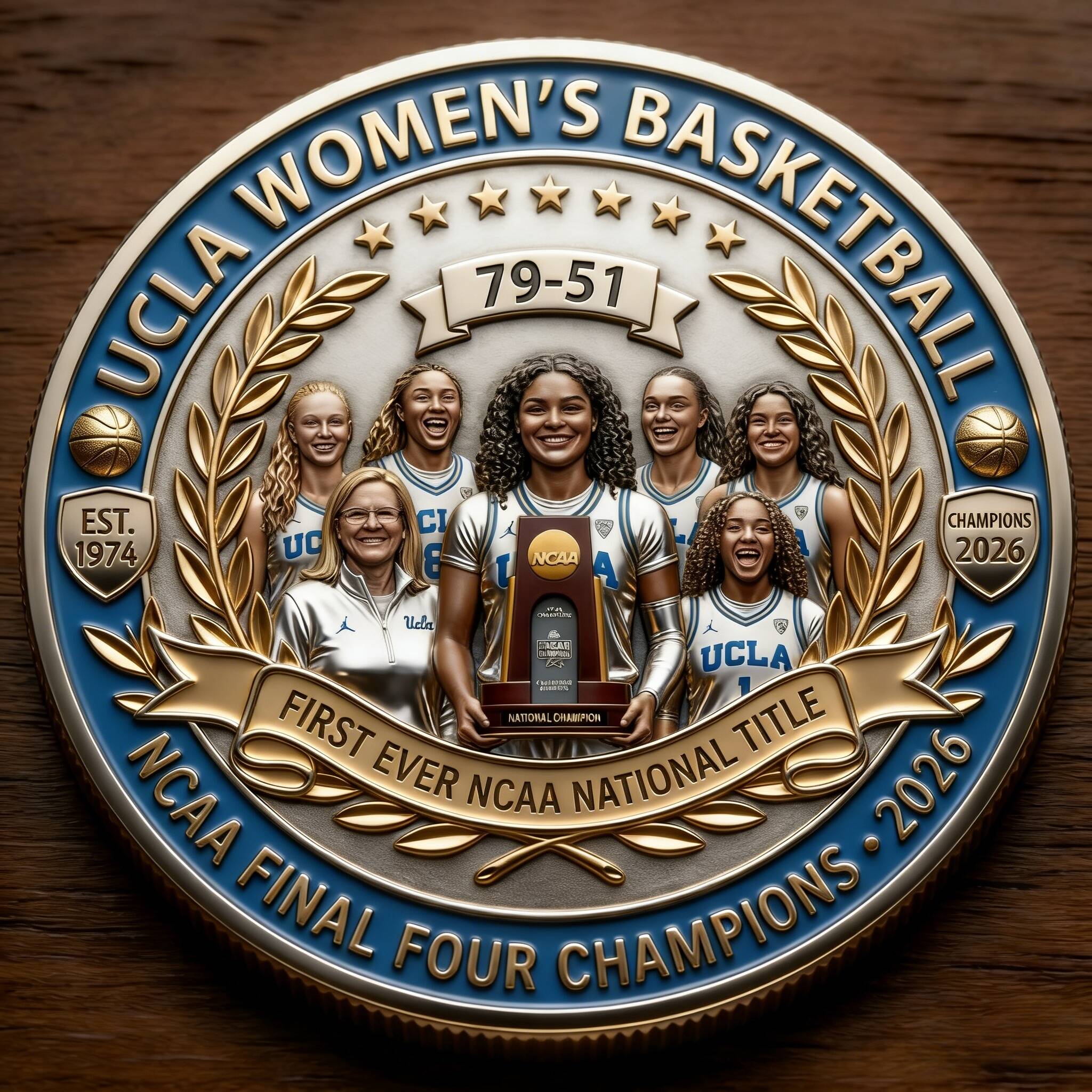 🏆 UCLA Women's Basketball: Historic First NCAA Title – Commemorative Coin 💙