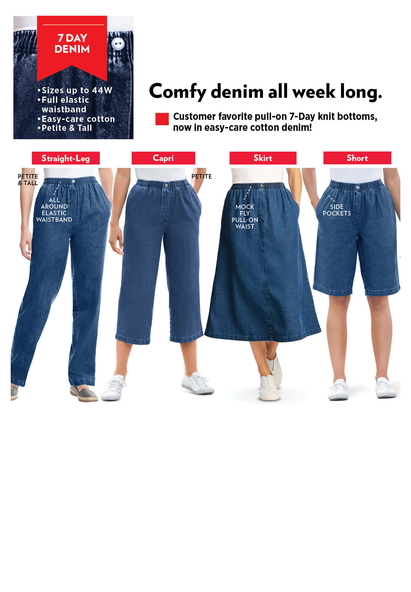 7-Day Elastic-Waist Cotton Short