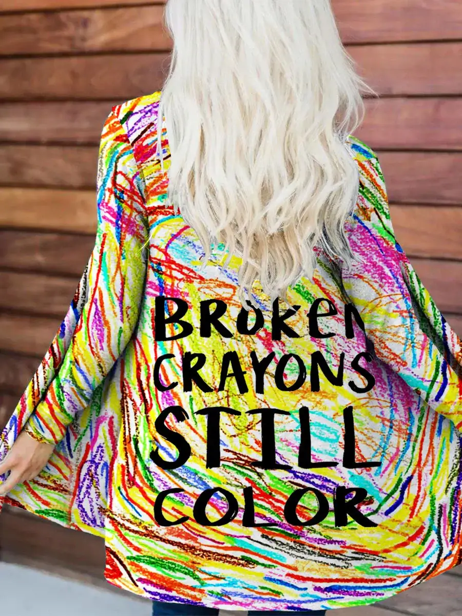 Mental Health Awareness Broken Crayons Still Color Encourage Print Casual Sweatshirt
