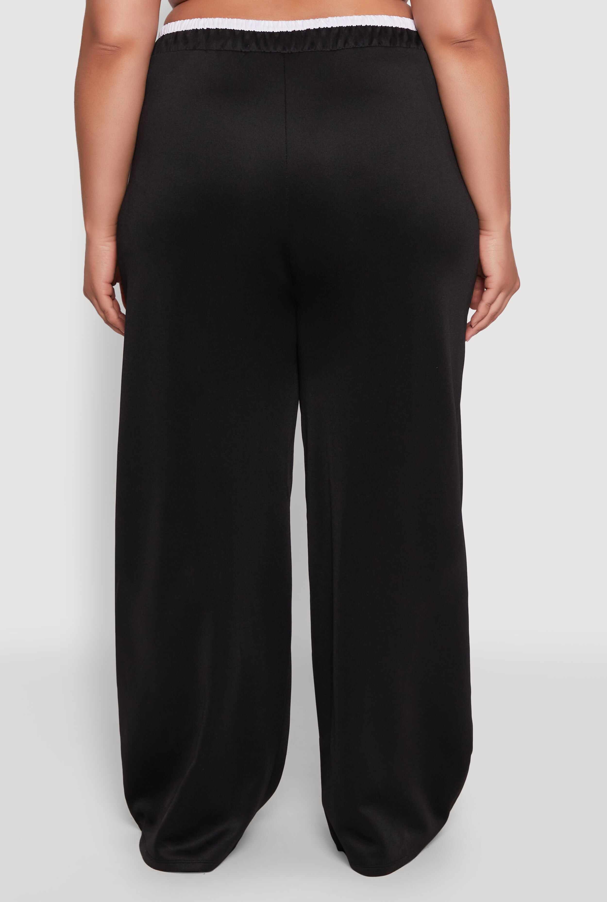 Plus Size Contrast Waistband Stripe Detail Pants