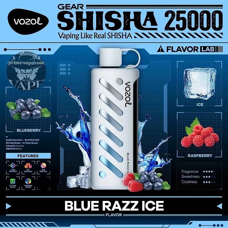 Vozol Gear Shisha 25K Puffs Disposable Vape|Dual Power Mode with Adjustable Airflow