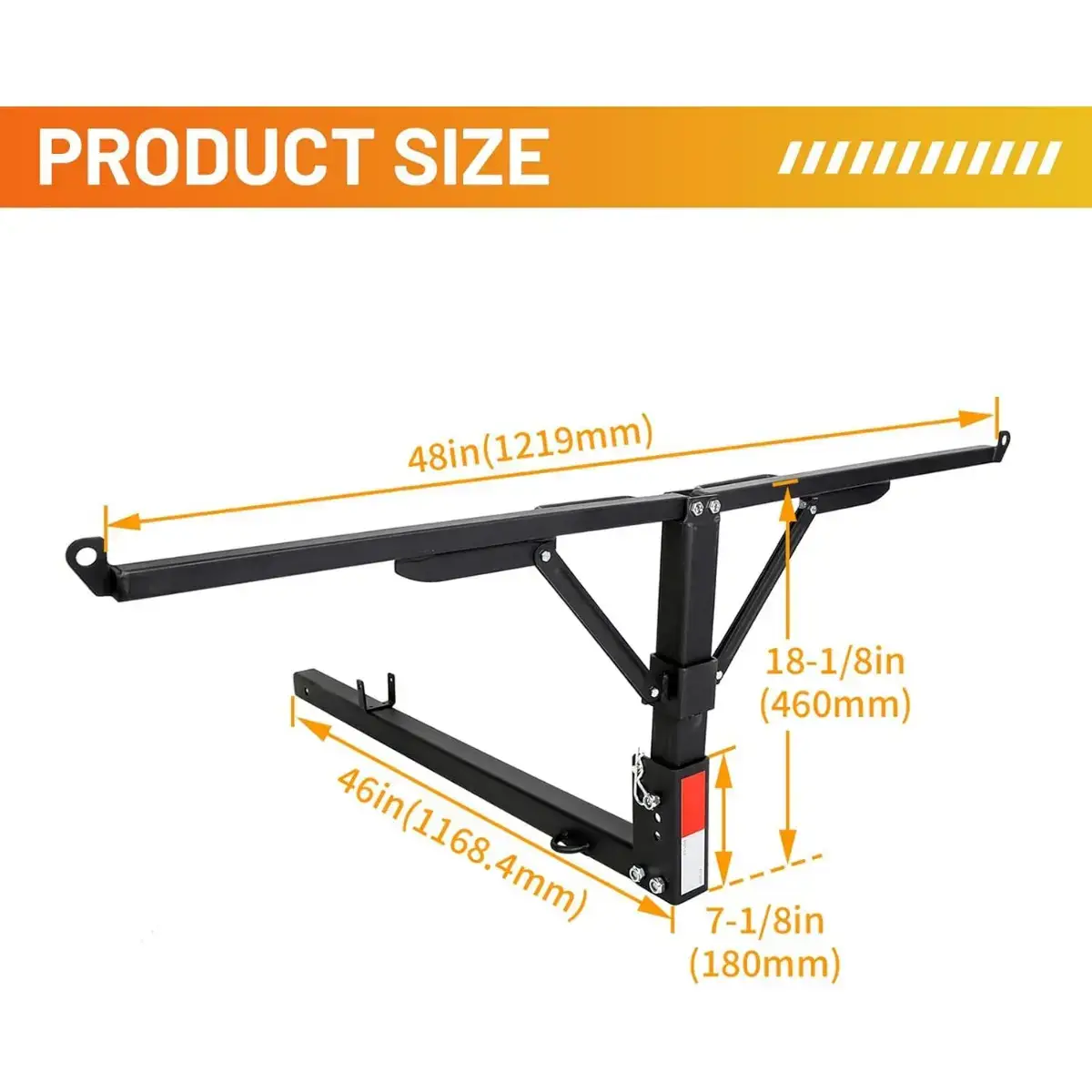 2 in 1 Foldable Truck Bed Hitch Extender Pickup Rack with Safety Flag | For Kayak, Canoe, Lumber & Long Cargo