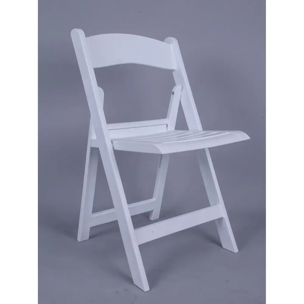 Nexus Resin Folding Chair with Slatted Seat- White
