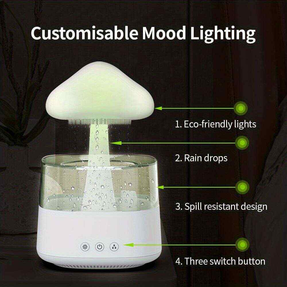 Creative Intelligent Multi-mode Multi-scene Colorful Lights Household Commercial Adjustable Rain Rain Cloud Humidifier USB Ultrasonic Atomization Colorful Night Light Cloud Raindrop Arrangement Machine (usb Interface Including Fcc, Ce, Rohs)